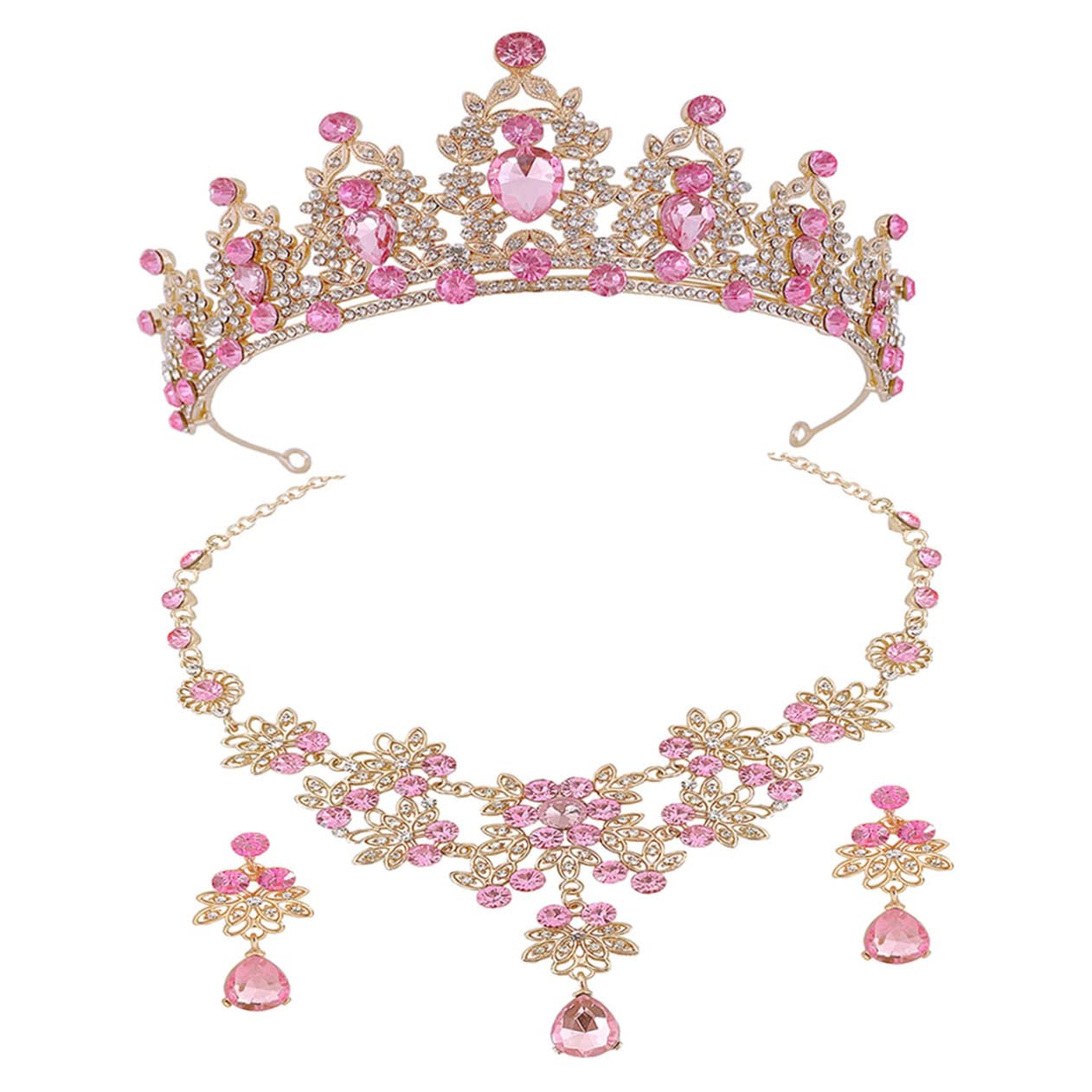 FRCOLOR 1 Juego De Collar De Joyería De Dama De Honor Pendientes Colgantes De Diamantes De Imitación Tocados De Novia Para Boda Pendientes De Novia Para El Día De La Boda