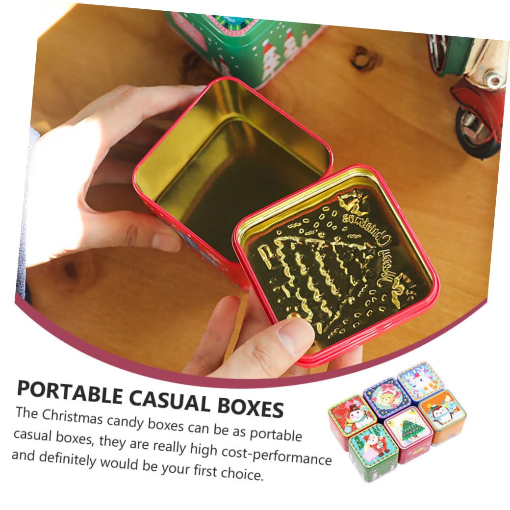 Baluue 8 Piezas Caja de Obsequio Cuadrada de Hojalata Caja de Navidad para Guardar Dulces para Fiesta de Navidad Navideños