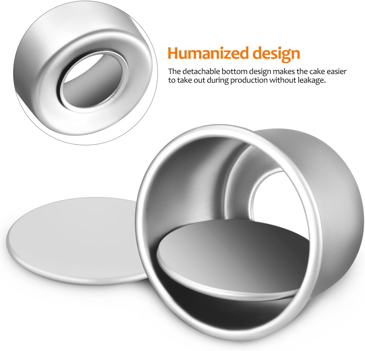UPKOCH Mini Round Cake Pans Set 2.5 Inch Aluminum Alloy Baking Tins with Removable Bottom for Cheesecake Mousse Chiffon Cakes Even Heat Distribution Home Kitchen - Image 3