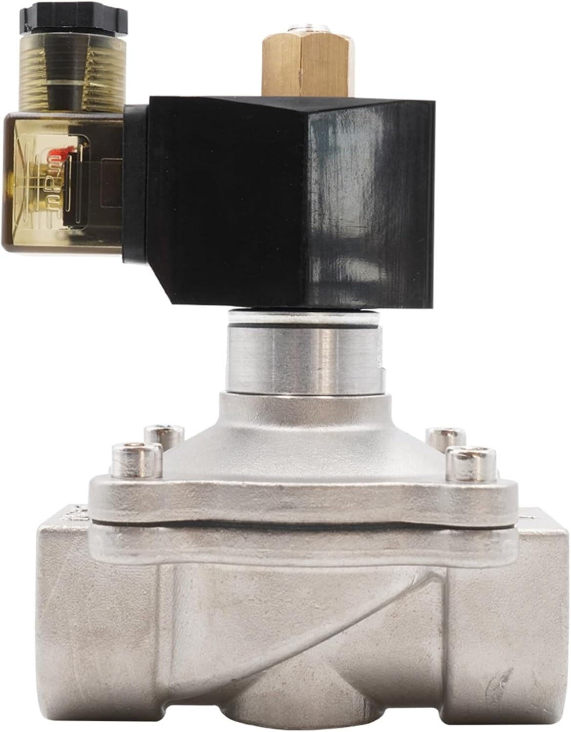 304 Stainless Steel Normally Open Electric Solenoid Valve G3/8"" to G2 Pneumatic Valve for Water Oil Gas AC220V DC12V DC24V IP65(Ac 380v-nbr,1.5 Inch)