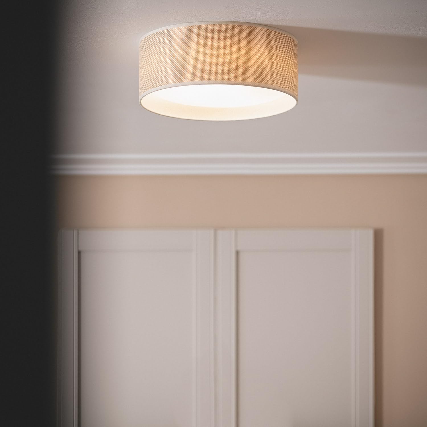 LEDKIA Plafón Circular Ratán Ø360 Rufus Natural | Ideal para Cocina, Comedor, Habitación