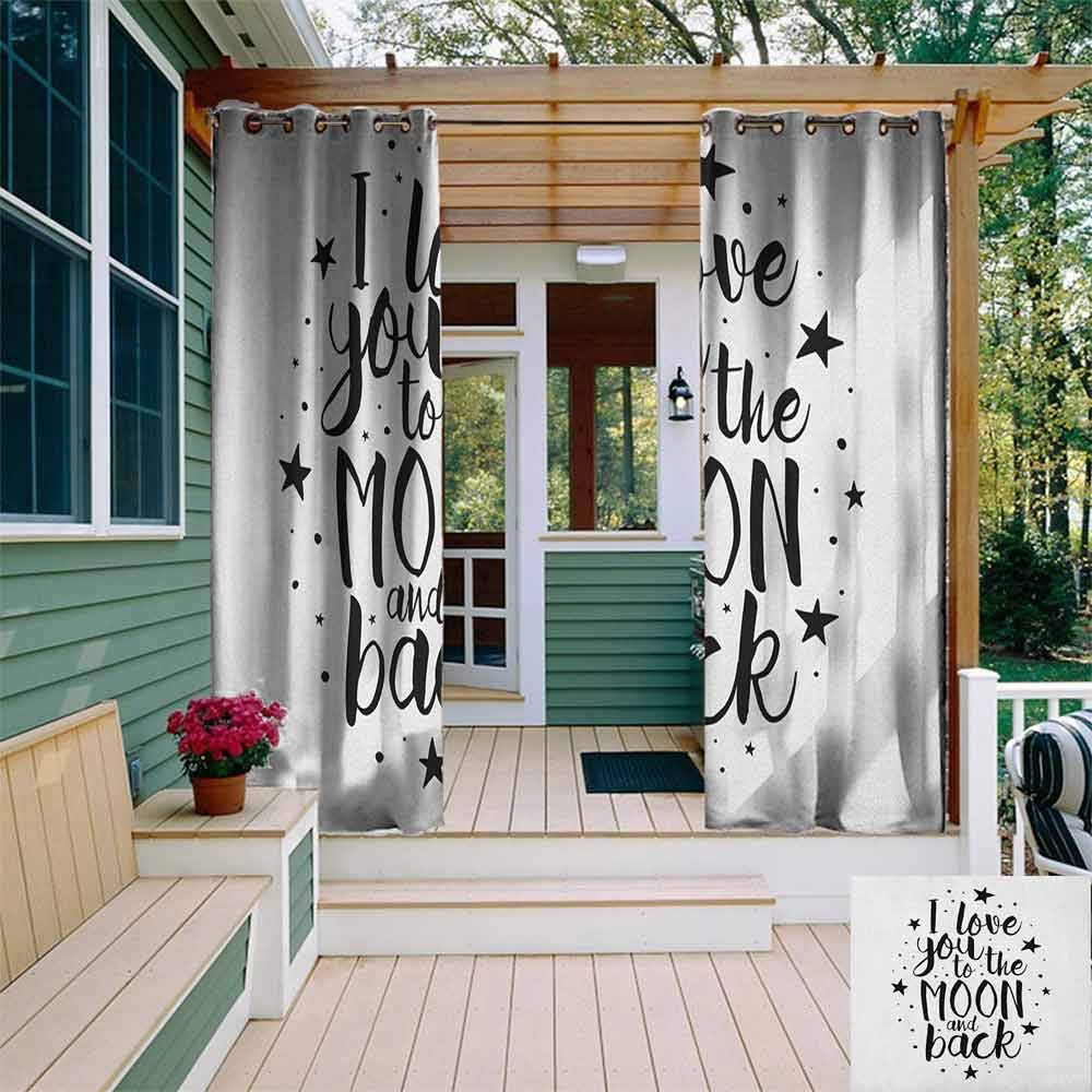 Pergola Curtain Romantic I Love You to the Moon and Back Motivational Valentines Lifestyle curtains for living room W72x84L Black White