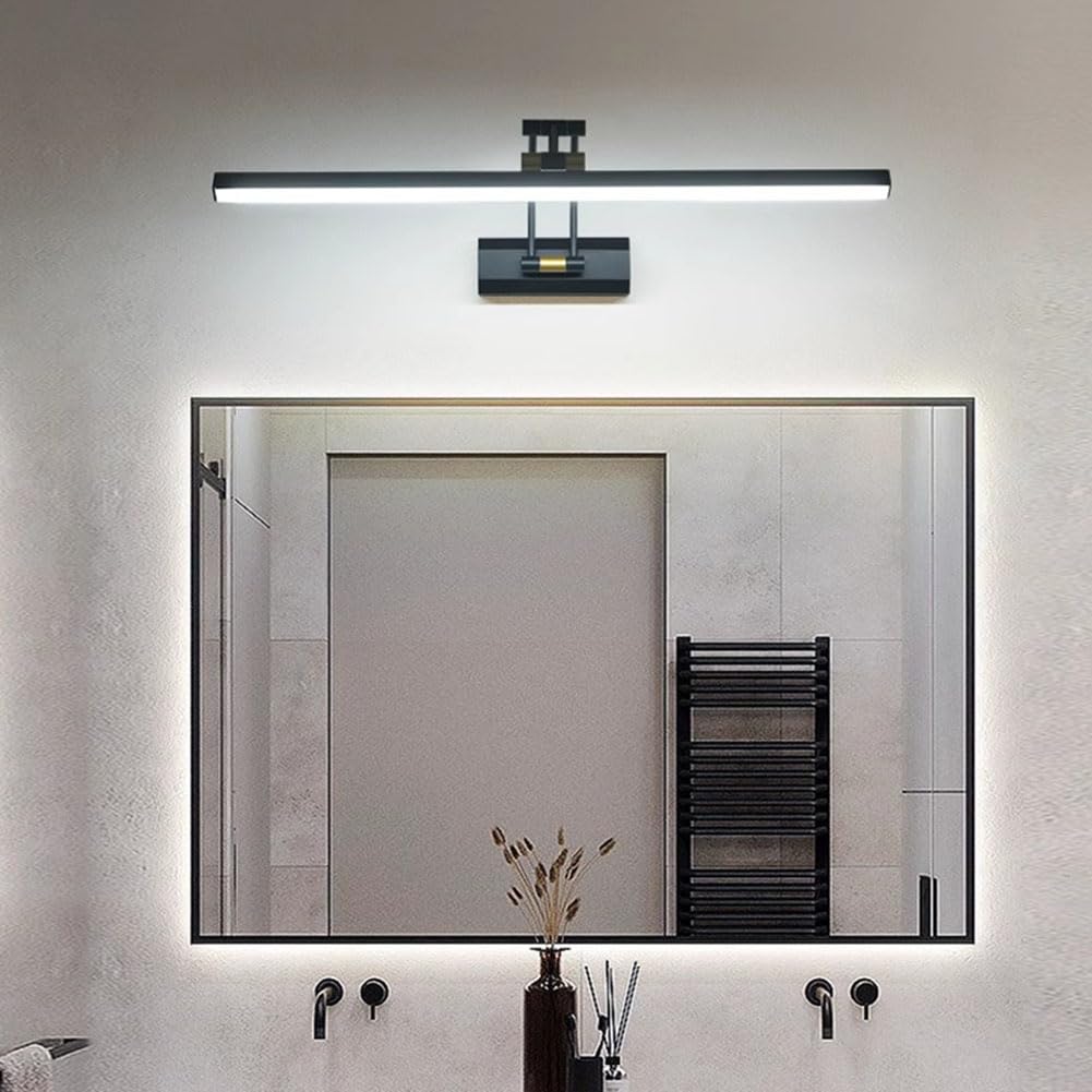LED Spiegellampe Bad Drehbare Wandleuchte 15W 60CM 3 Helligkeitsstufen Badezimmer Spiegelleuchten 3000k/4500k/6000k Wandlampe mit Schwenkbar Lampenkopf Leseleuchten für Hotel Restaurant