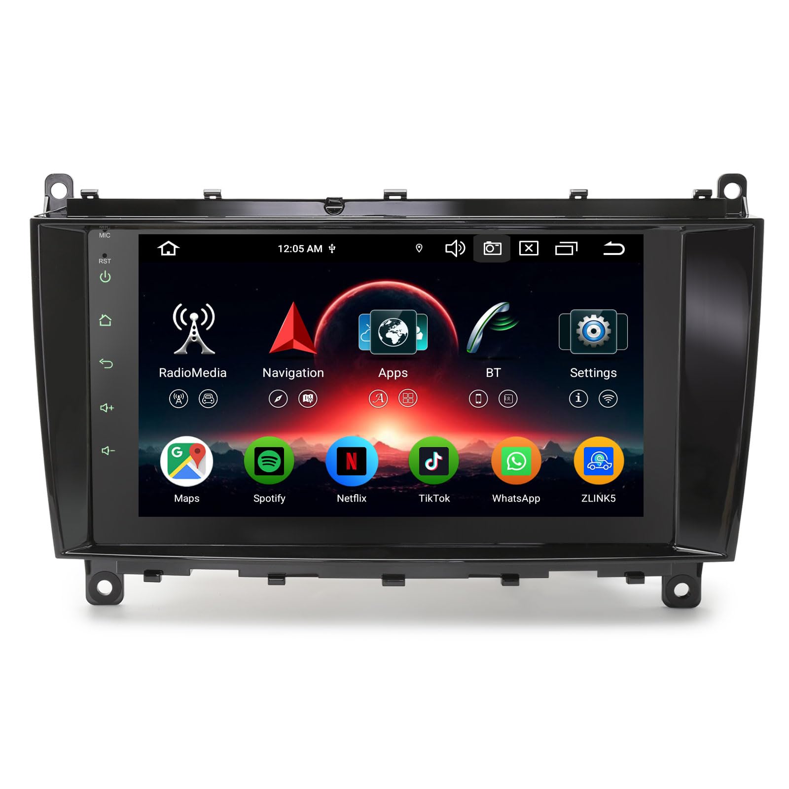 Erisin 8 Pulgadas 8-núcleo 4GB+64GB Android 16 Radio Coche Bluetooth Navegación GPS para Mercedes Benz CLK C209 A209 Soporta CarPlay Android Auto DSP WiFi 4G RDS USB Pantalla IPS OBD2 Canbus