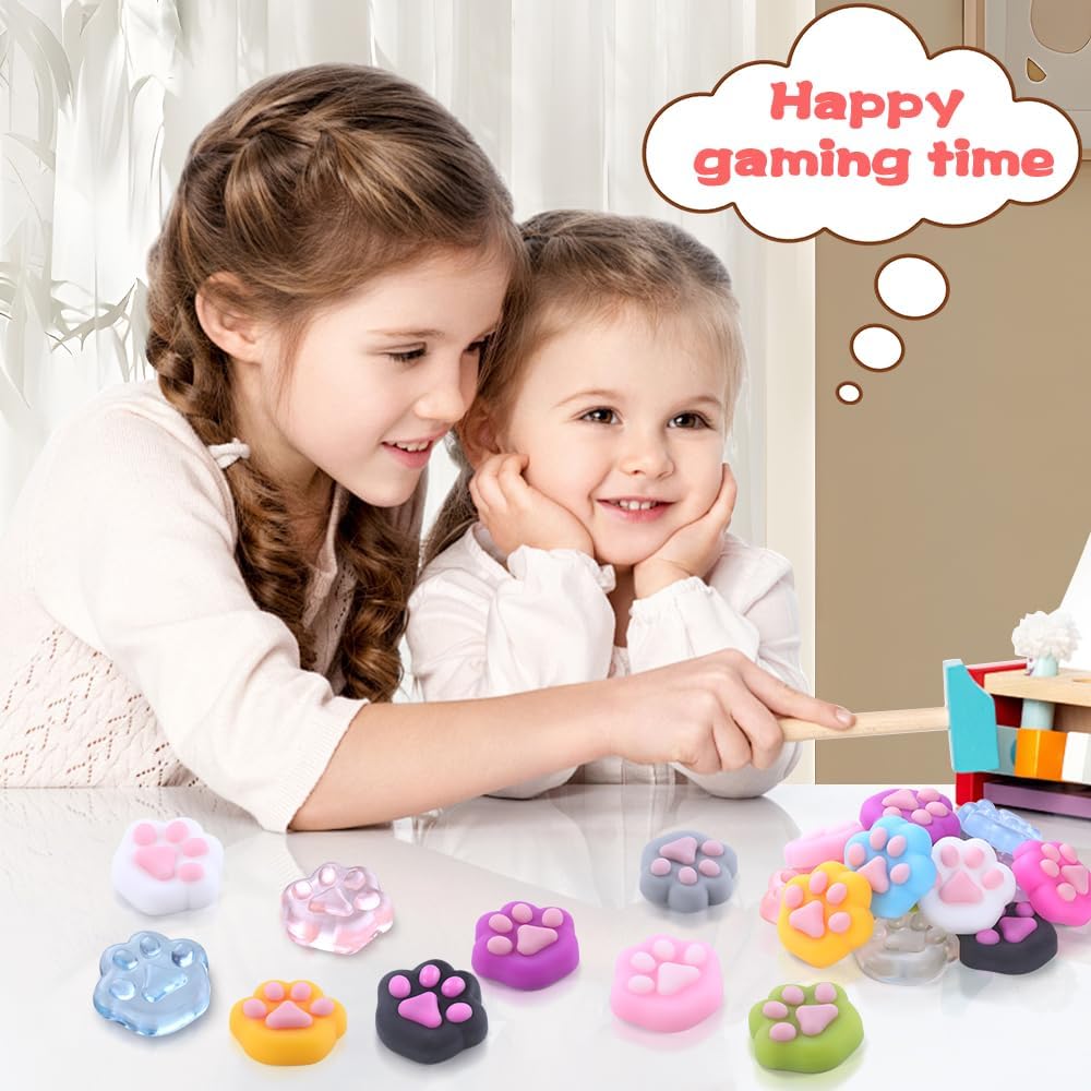 24pcs Mini Squeeze Squishy Toys, Colorful Cat Paw Fidget Sensory Toys, Cute Soft Stress Reliever Anxiety Pinch Toys for Kids Boys Girls Party Favors Classroom Prizes