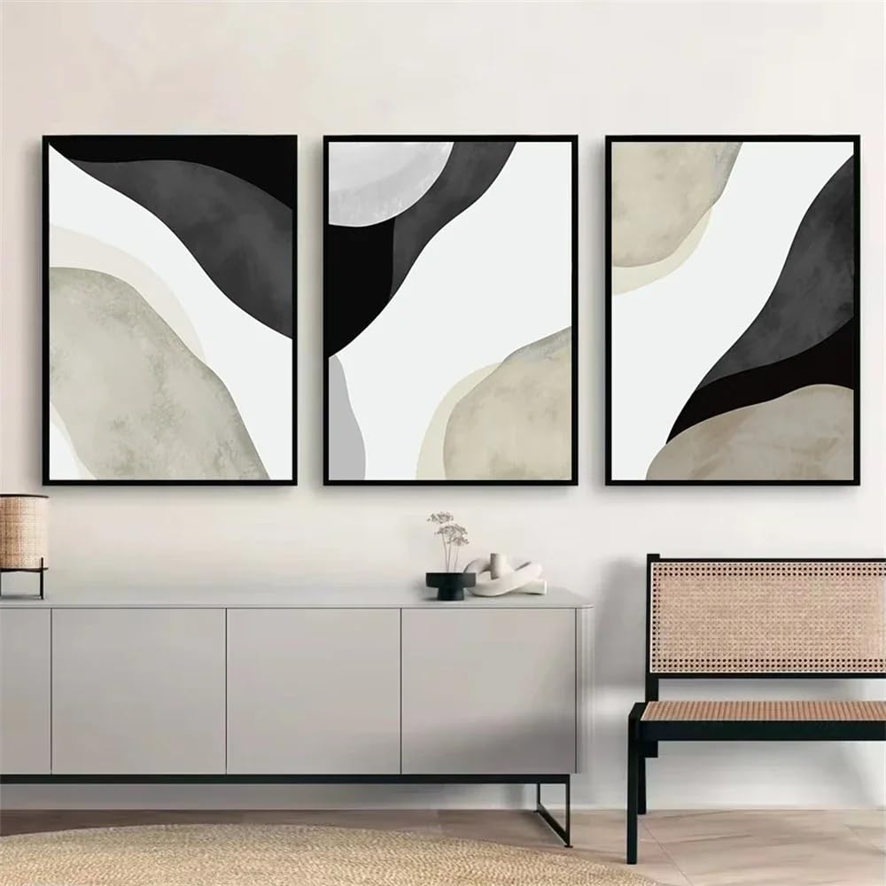 LTjiajuypd Minimalist Abstract Black Beige Geometric Bohemia Wall Art Posters Canvas Painting Print Pictures Modern Room Home Decor(50x75cm-3Pcs)