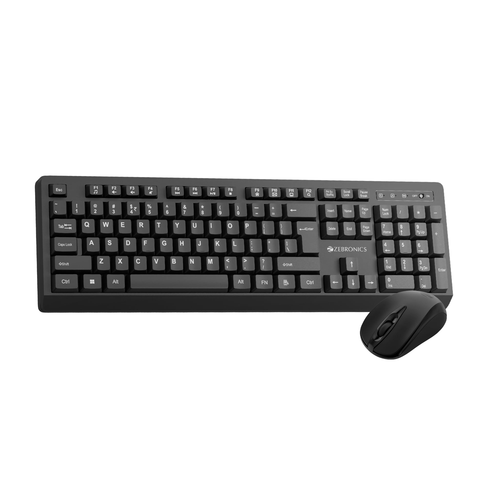 Zebronics Wireless Keyboard & Mouse Combo, 104 UV-Coated Keys, ₹ Key, 12 Multimedia Keys, Retractable Stand, 4 Button Mouse, 1600 DPI, High Precision, USB Nano Receiver (Companion 116, Black)-image-35