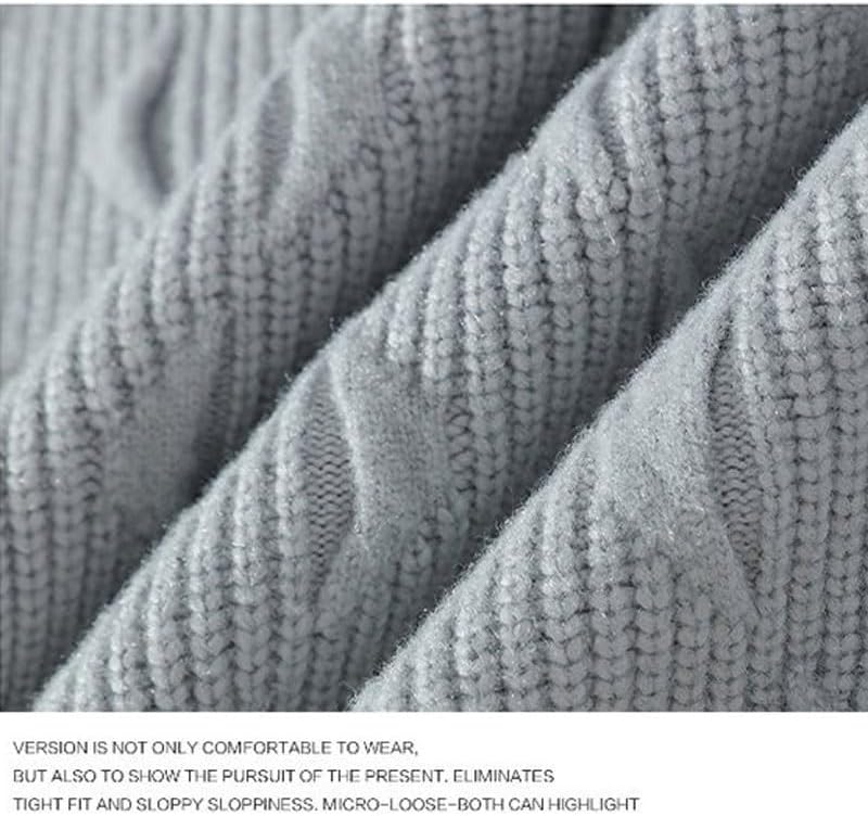 Men's Winter Thick Semi High Neck Solid Color Sweater Loose Knit