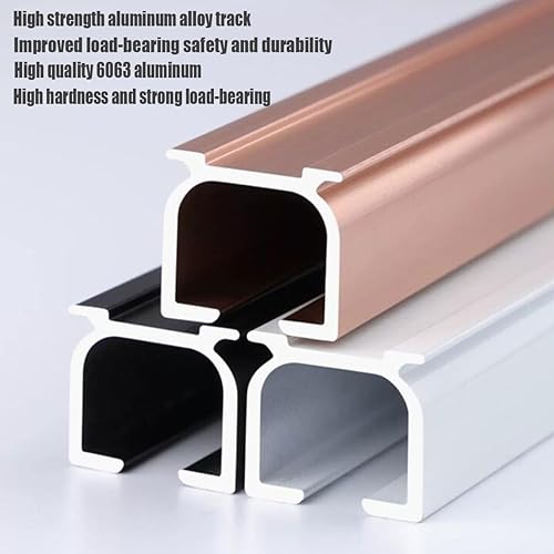 Miniatura 4 de Cortina de 3.3 pies a 13.8 pies, riel de cortina de aleación de aluminio silencioso, soporte de pared para barra de cortina resistente para armario,