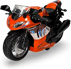 Miniatura Moto Esportiva Corrida Metal C/Som E Fricção Brinquedo (Laranja)
