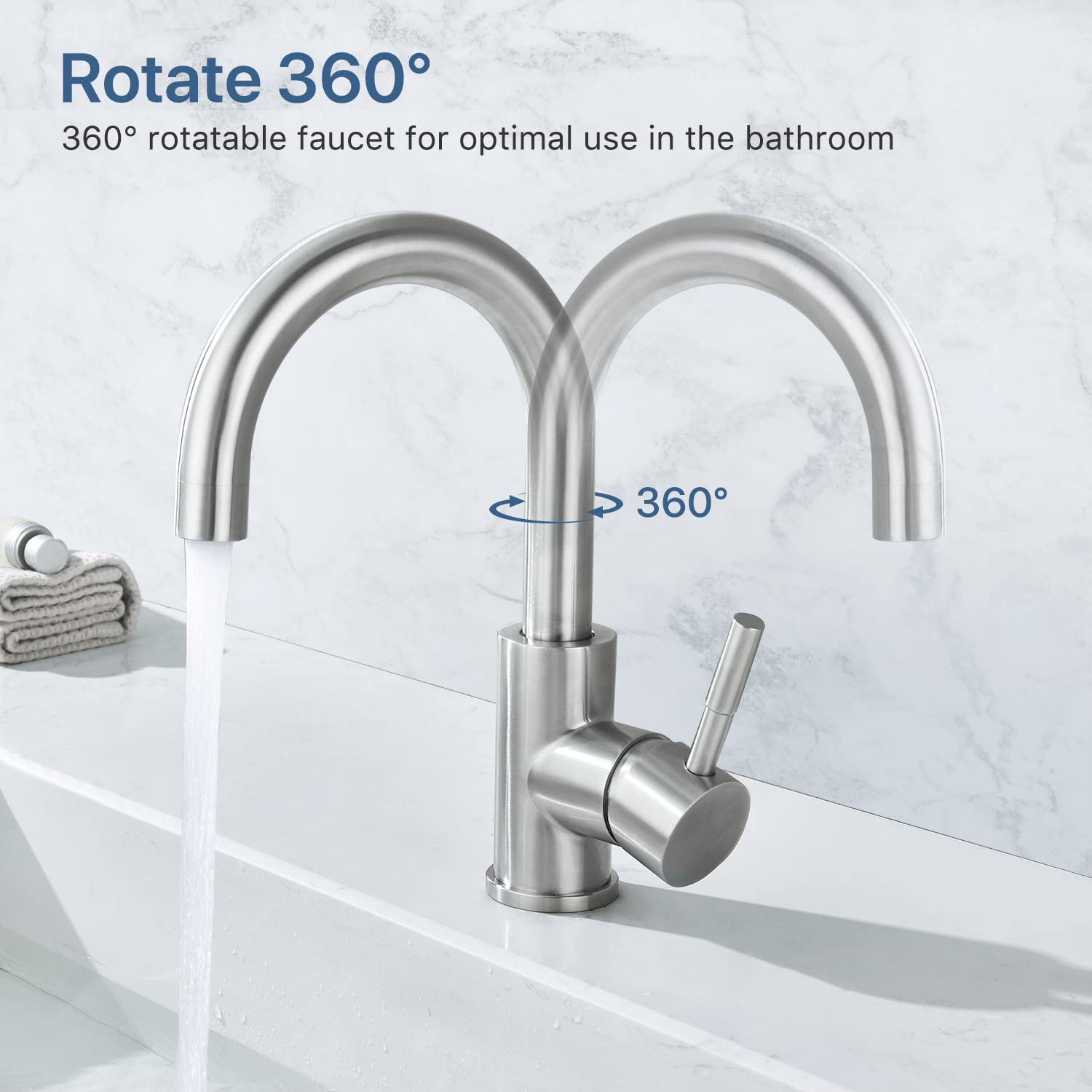 Niederdruck Armatur Küche/Bad, 360° Drehbar Wasserhahn Niederdruck, Einhebelmischer Waschtischarmatur, Wasserhahn mit 3 Anschluessen Fuer Boiler, Mischbatterie Spültischarmatur aus Edelstahl
