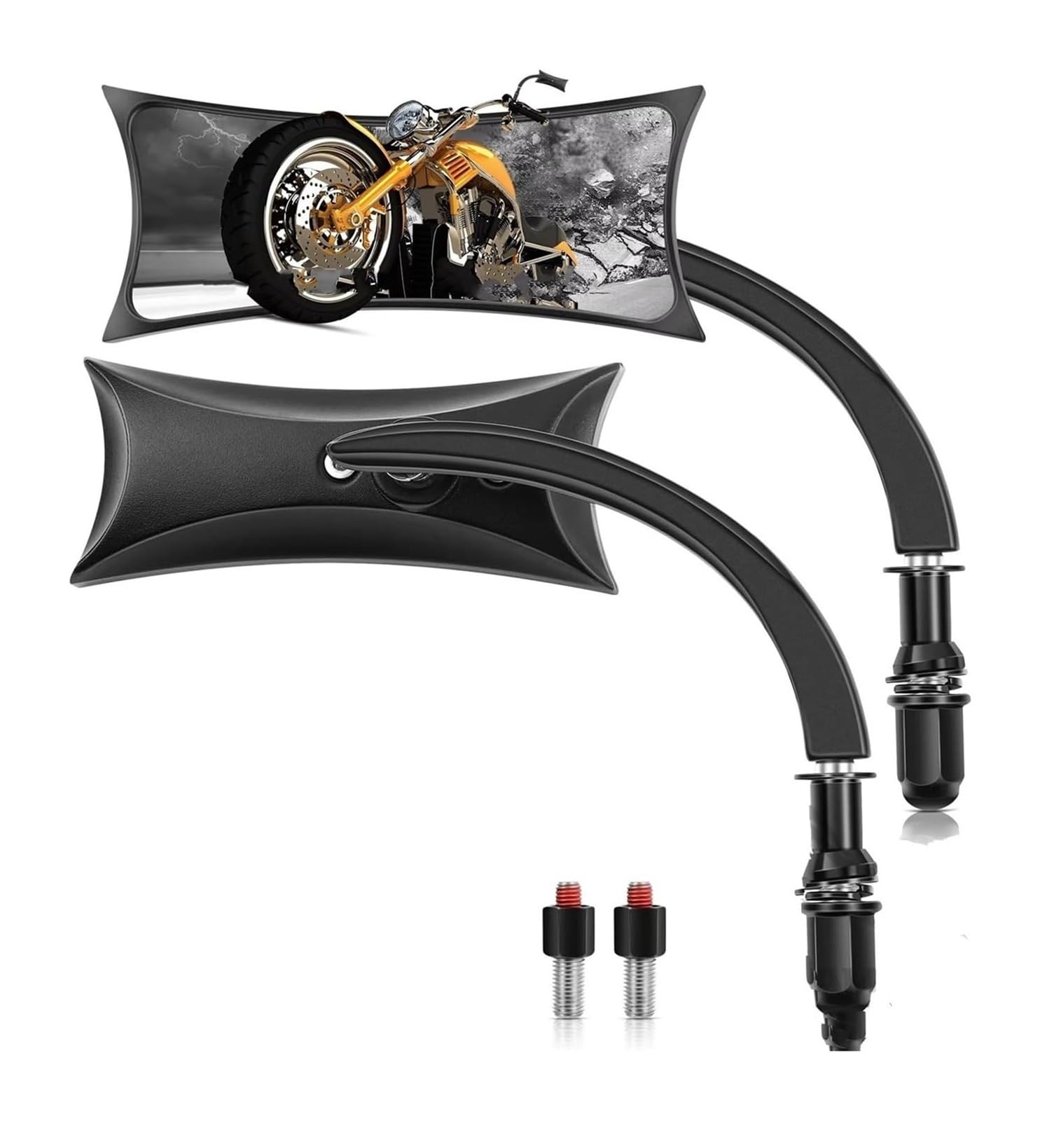 Moto Specchietto Per Cruiser Per Street Per Sport 8/10MM Specchietto Retrovisore Moto Lega Alluminio Cromato Nero End Bar Specchietti(Nero)