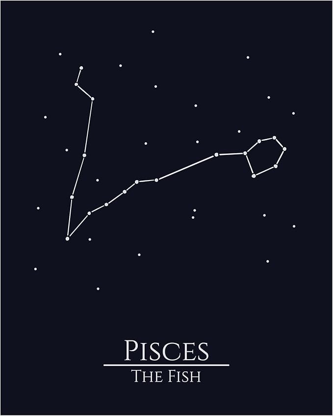 Zodiac Wall Art – Pisces Constellation Poster 8x10