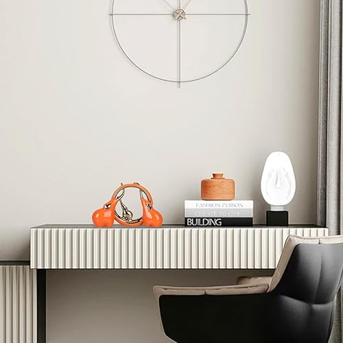 Miniatura 6 de YUNSHID Figura moderna de 3 elefantes, decoración abstracta de elefante naranja dorado para mesa, decoración de estatua de elefante para decoración