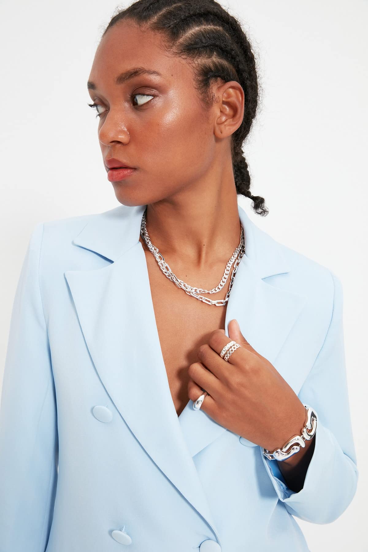 Trendyol Veste Blazer avec Boutons Verts Trendyol Green Button Veste Blazer Détail Vert Femme