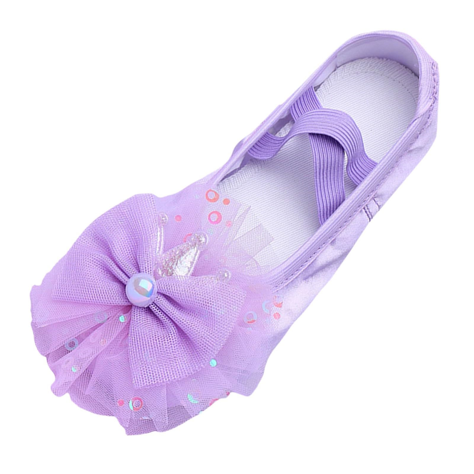 Ballet Shoes for Girls Ballet Gymnastics Shoes Kids Lightweight Comfortable Non-Slip Ballerina Dance Flats Slippers for Girls Glitter Princess Slippers Dancing Performance