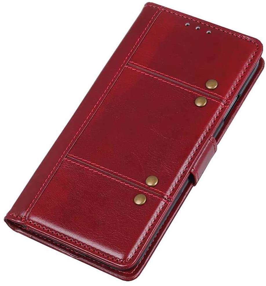Étui en cuir pour iPhone 12 rouge avec couvercle à rabat magnétique haut de gamme