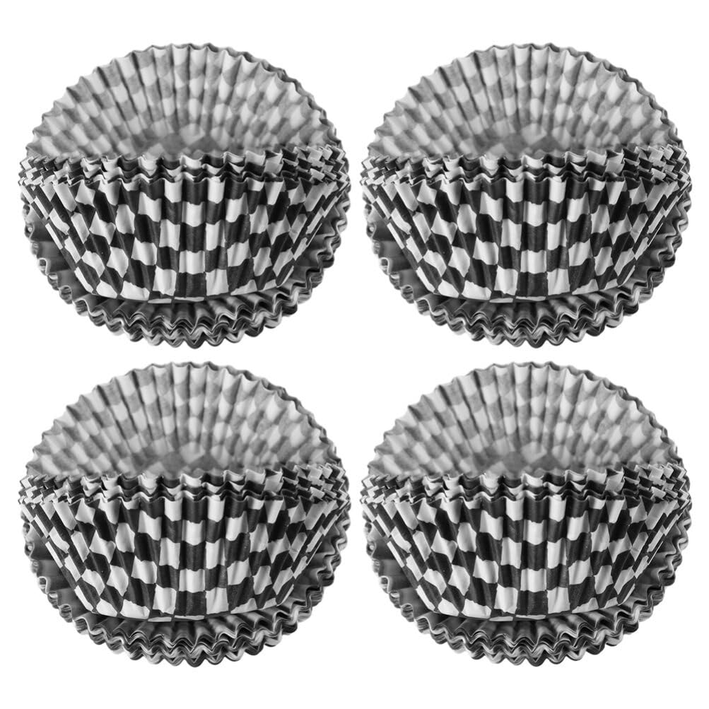 100 Stück Karierte Cupcake-Förmchen – Weiß/schwarz | Backförmchen Für Muffins, Partys & Deko