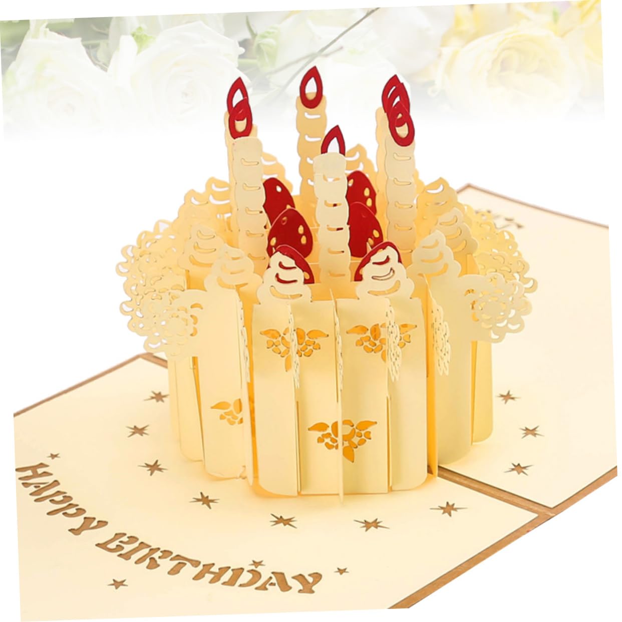 SHINEOFI 3pezzi Biglietti Di Compleanno Creativi Con Candela e Torta Auguri Unici Per Feste Anniversari e Occasioni Speciali Design Memorabile e Spazio Per Messaggi Personali