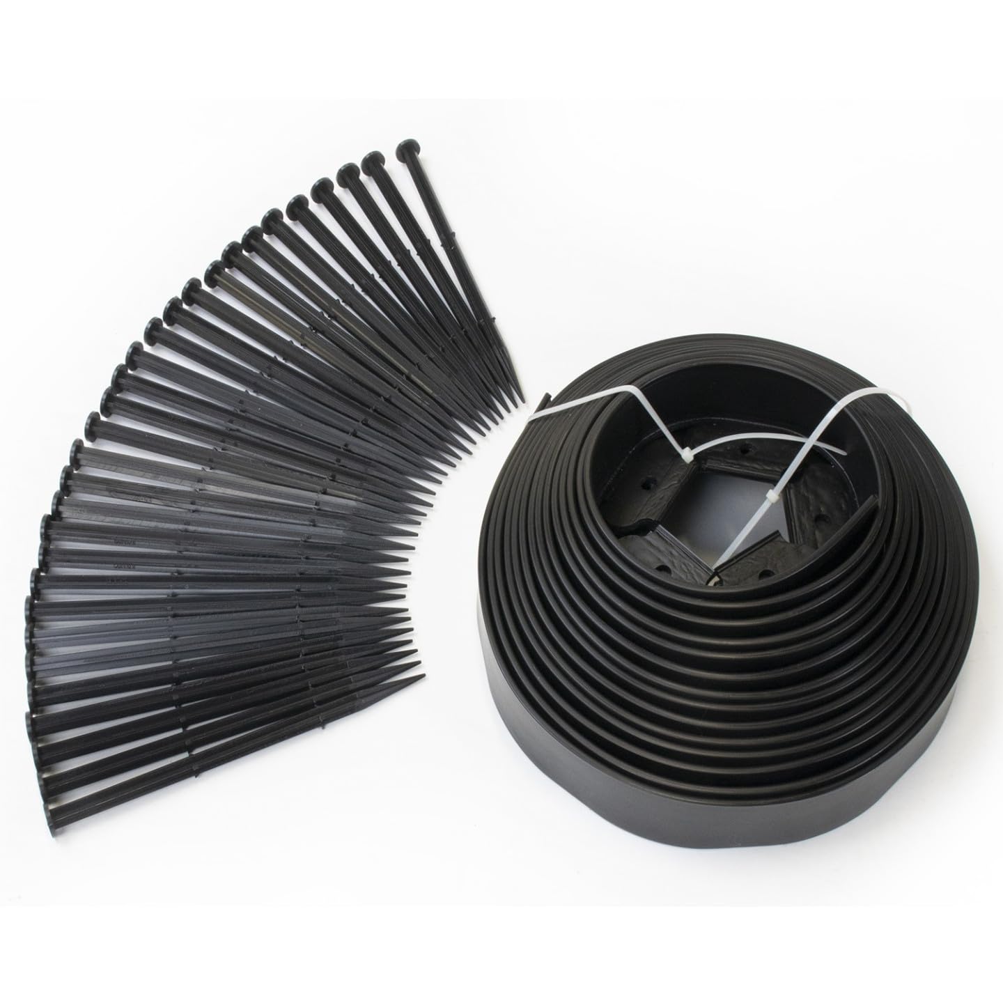 IDMarket - Bordurette de Jardin Flexible 10 M Noire Hauteur 5 CM + 30 piquets