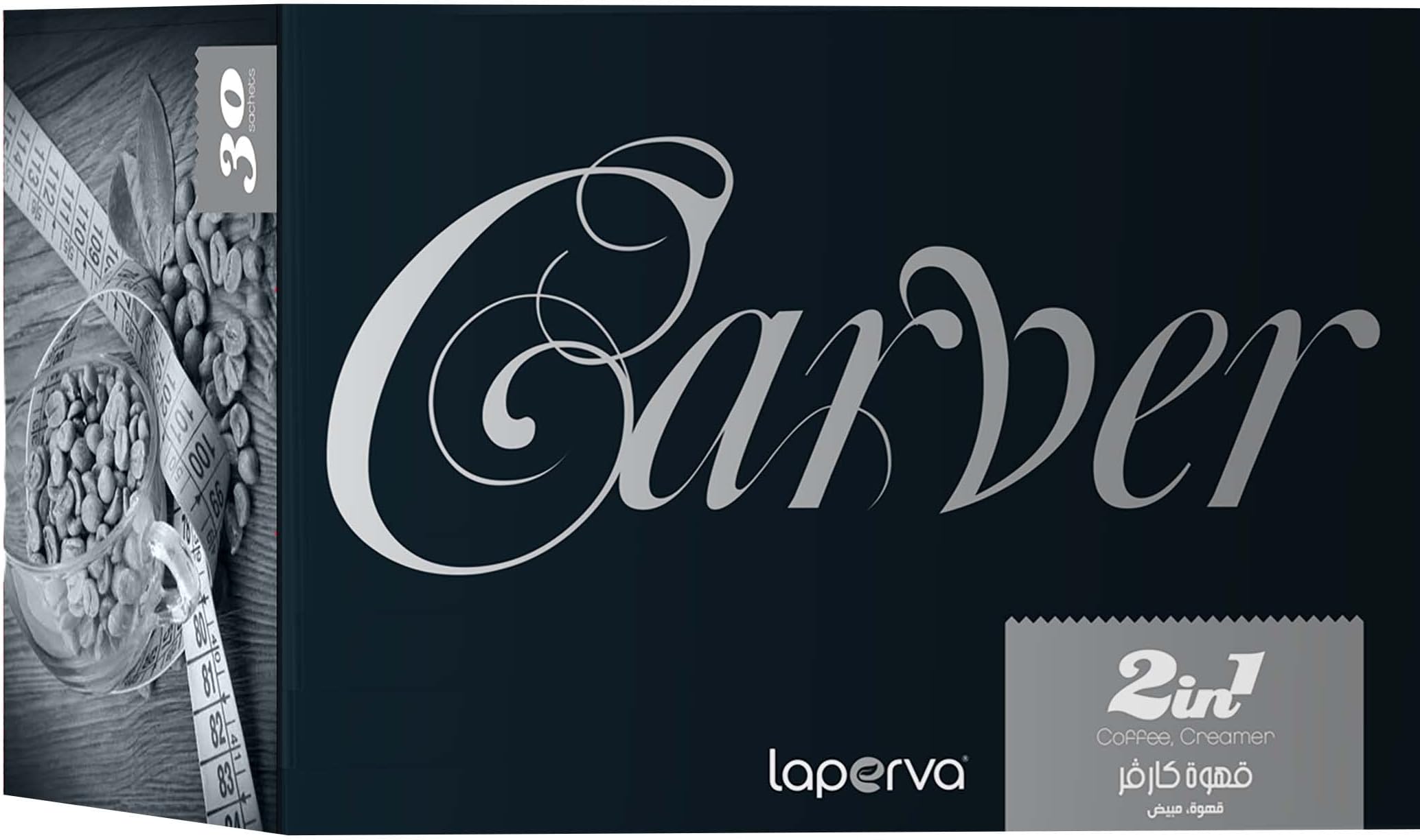 Laperva Carver Slimming Coffee 2 in 1, 30 Sachets, Green Coffee Bean Extract, Metabolism Booster, Fat Burning, Sugar-Free (Packaging may vary)