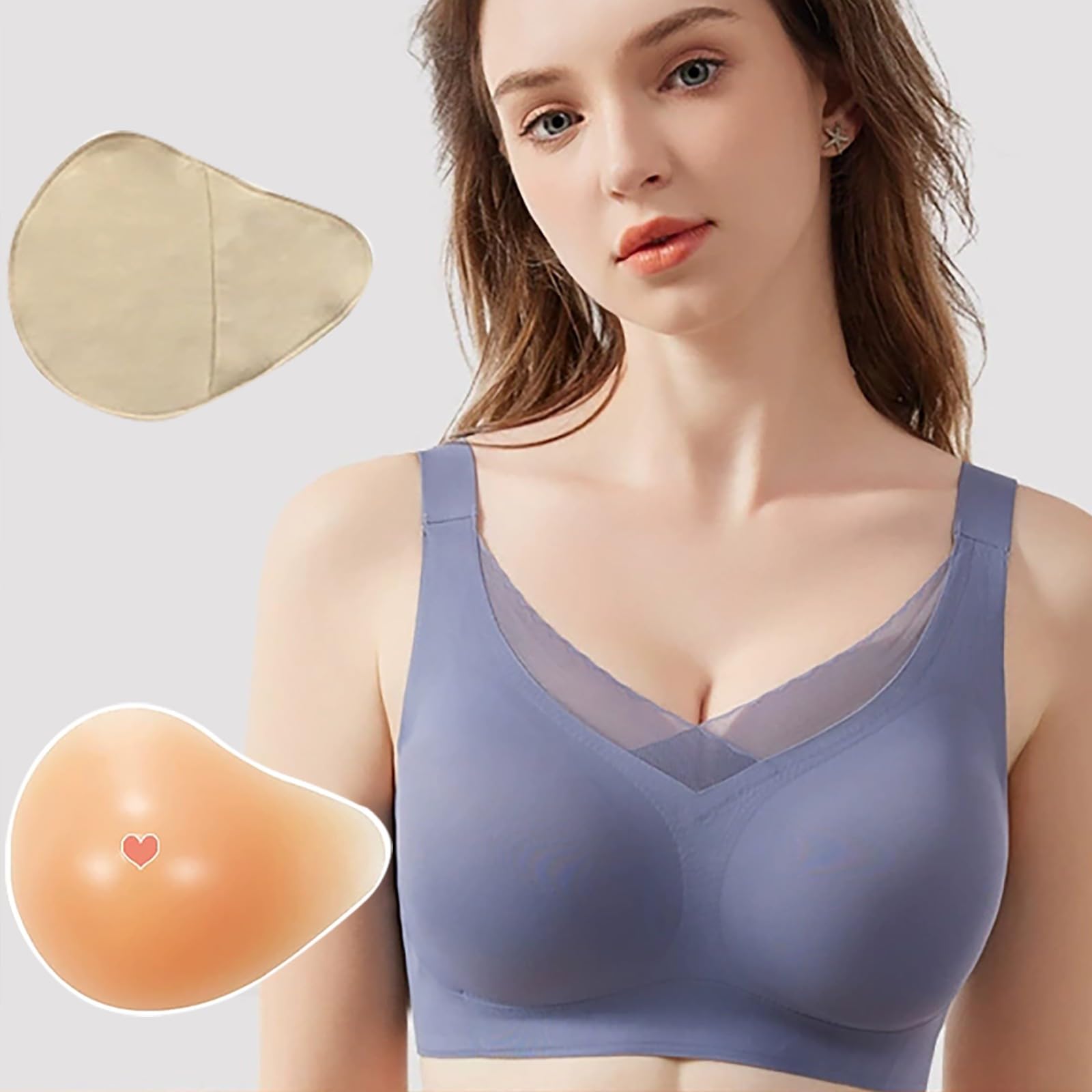 Genérico Sujetadores Deportivos Mujer - Sujetador de Moda para el Tratamiento del cáncer de Mama Prótesis de Silicona Diseño cómodo y Elegante para Todas Las Estaciones