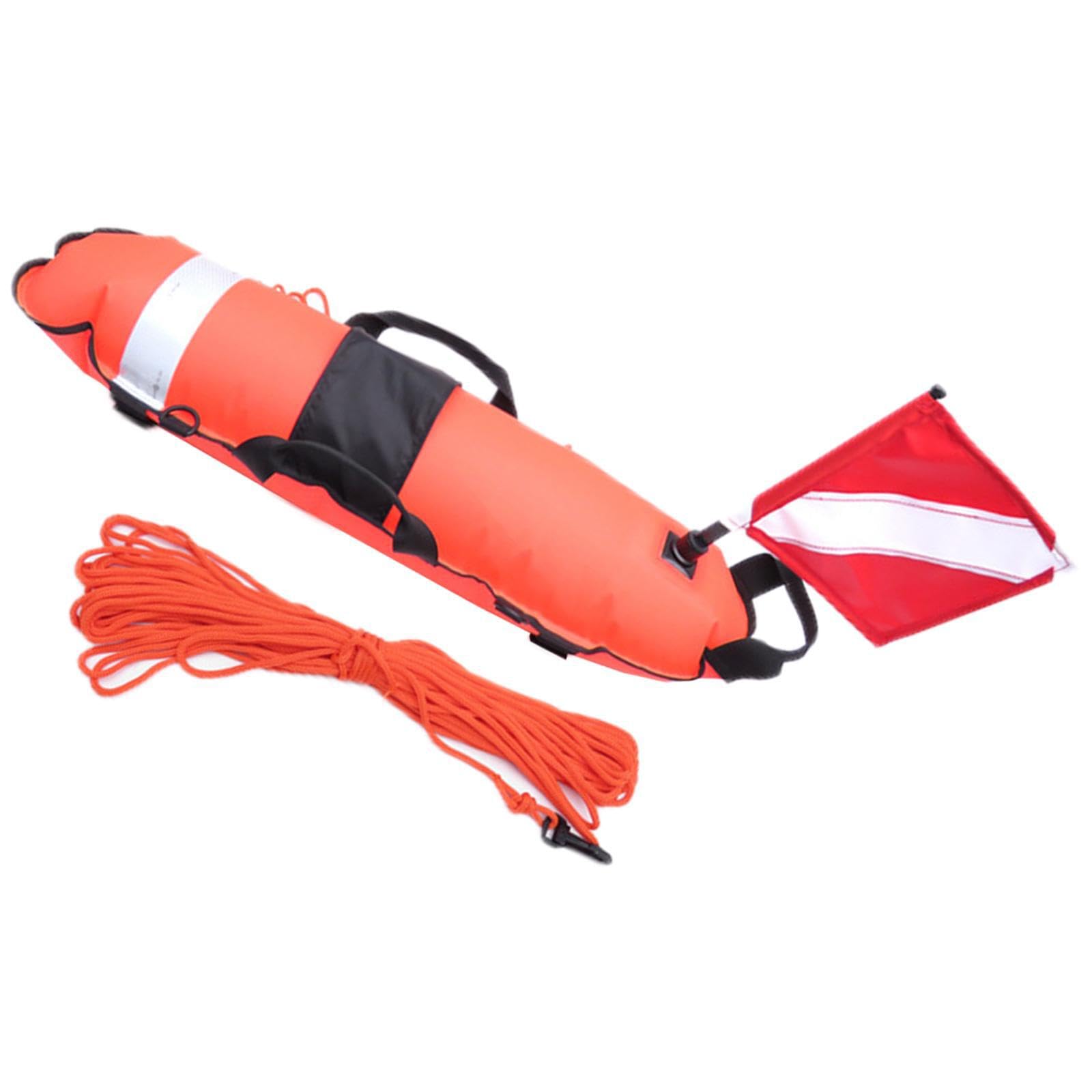 Boya de Buceo fiable, Equipo Esencial para buceadores y apneístas. Resistente y portátil. Boya de Buceo con inflado para señal de Seguridad en el