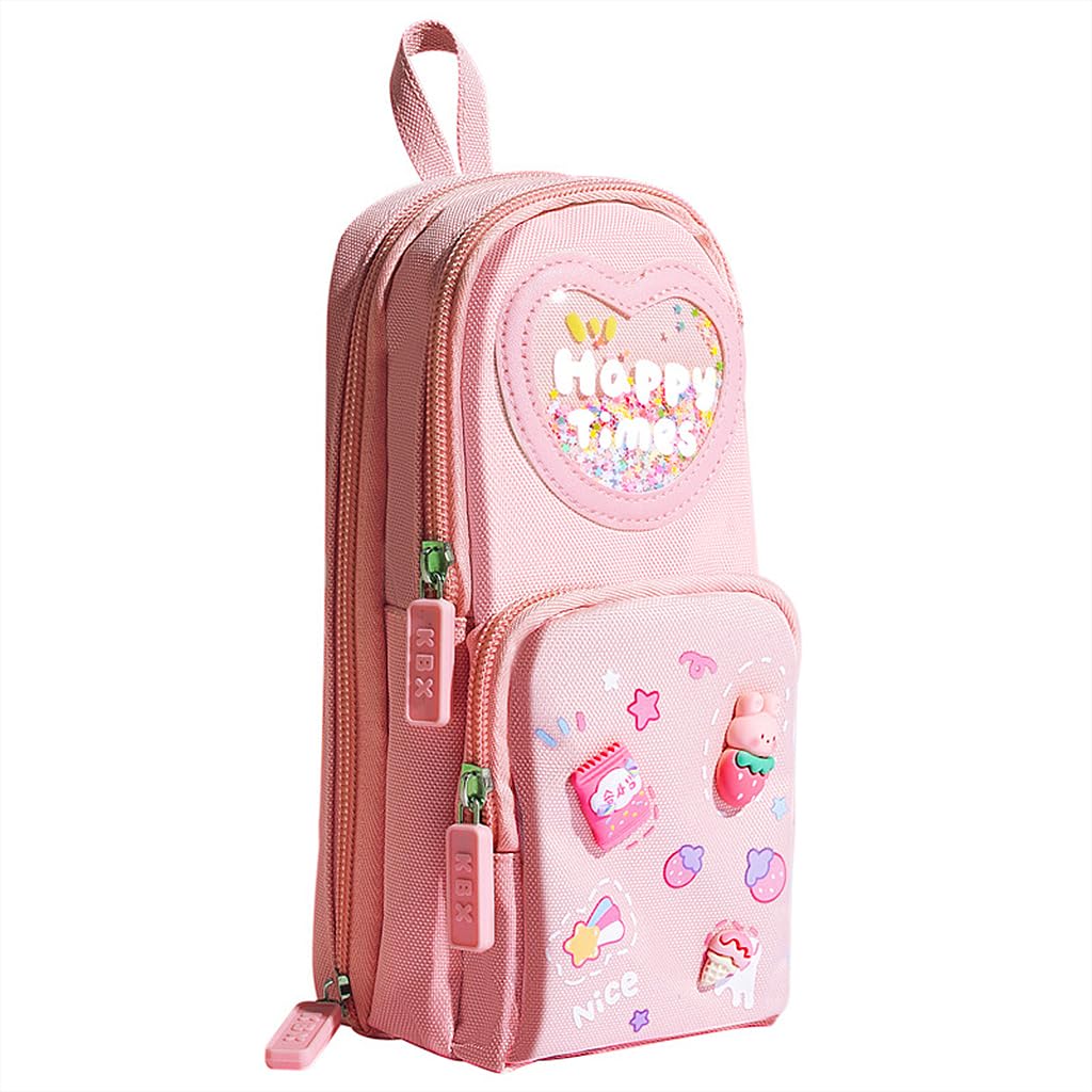 HASTHIP® Big Capacity Pencil Case - Standing Pencil Pen Case, Canvas Pen Holder Supplies, Cute Cartoon Multi Compartment Pencil Pouch for Office College School Girl Boy Men Women (Pink) (B0D9XMMWKX) Amazon Price History, Amazon Price Tracker