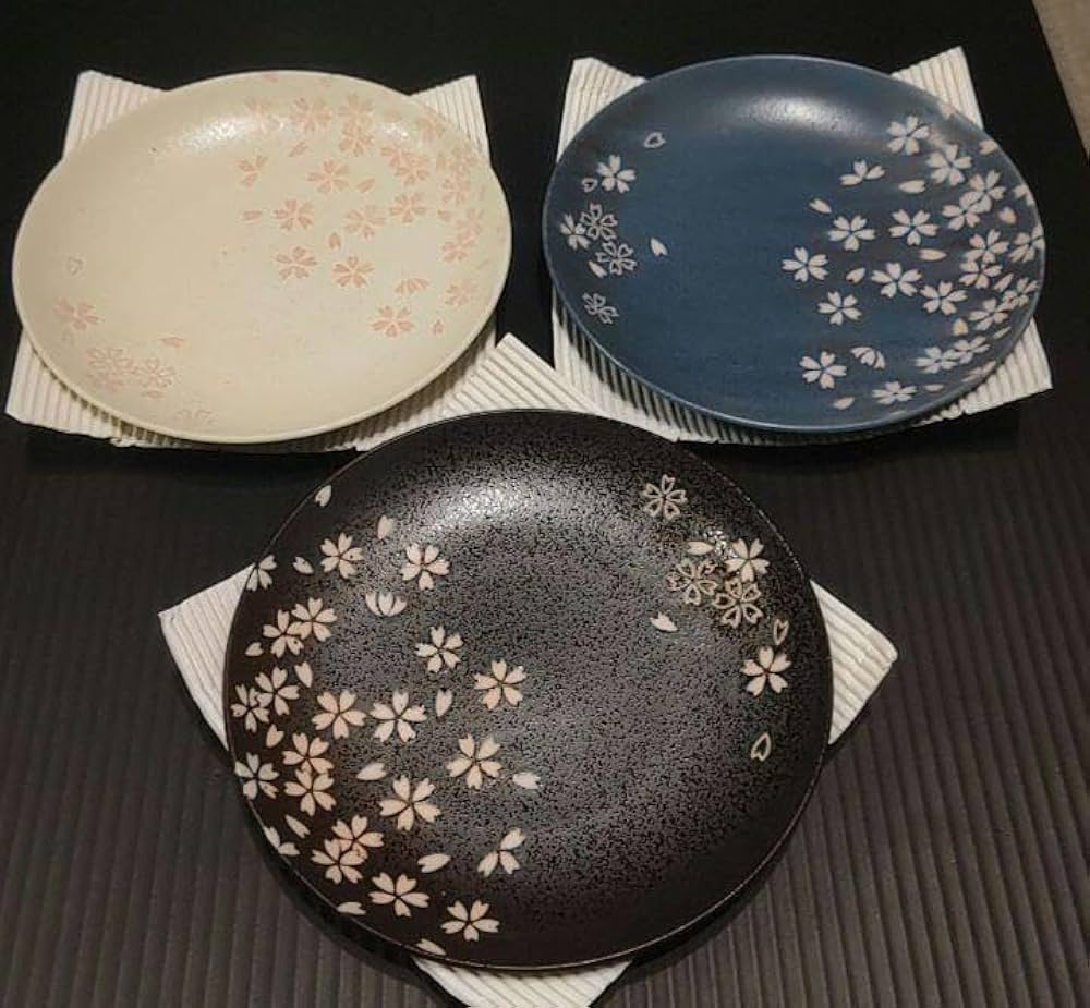 Amazon.co.jp: 美濃焼 益見窯 カレー皿桜模様 3枚セット