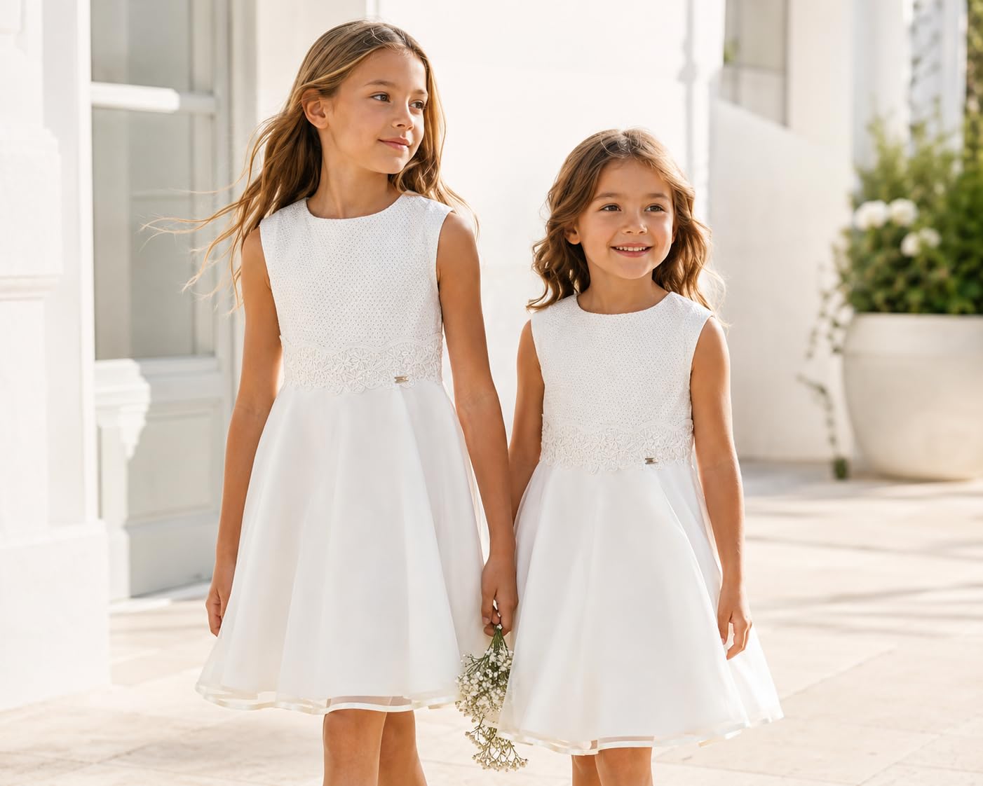 Mayoral Vestito Bambina Elegante Cerimonia, Abito con Gonna in Tulle, per Matrimonio Comunione Battesimo e Occasioni Speciali