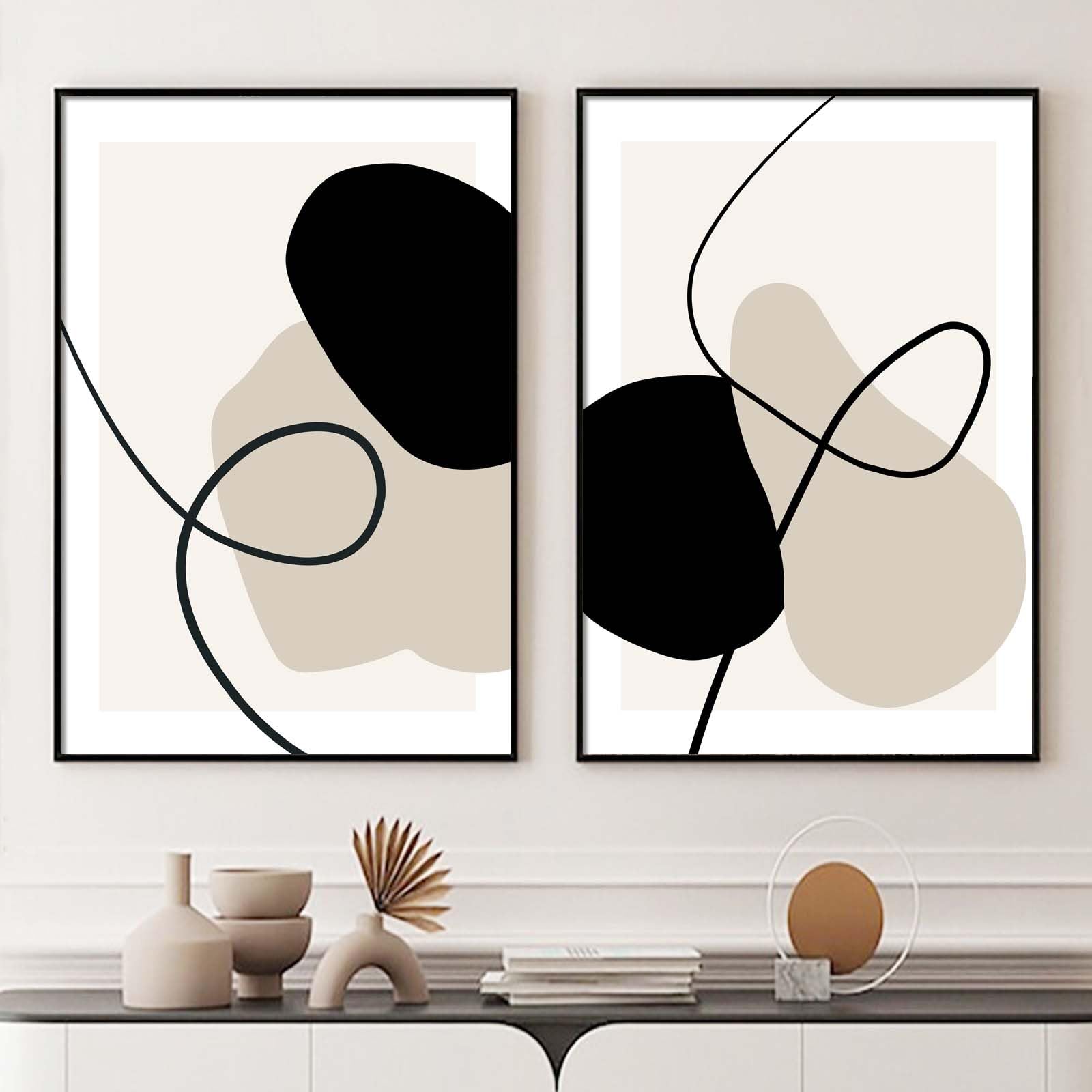 北欧 Abstract Geometric Artwork ポスター A1版 Amazon.com: Canvas Wall Art - Black & Beige Abstract Geometric