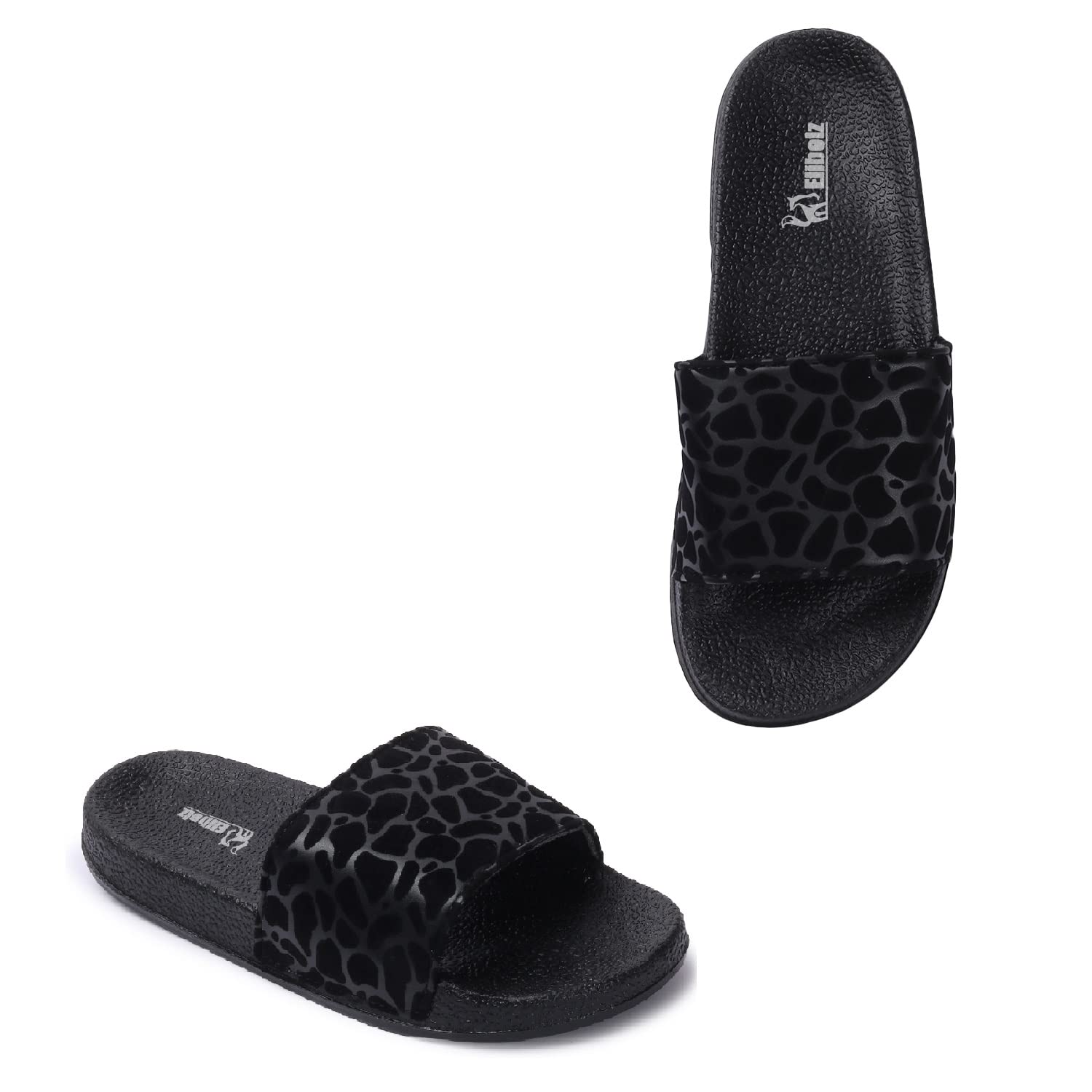 Elibolz Trendy Comfortable Flip Flop slider Slipper for Women & Girls, Black, 3 UK