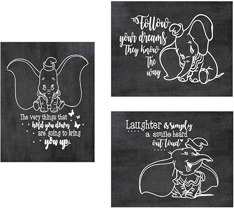 amazon com simply remarkable dumbo poster print photo quality made in usa disney family house rules frame not included 8 x 10 chalk 3 pack posters prints