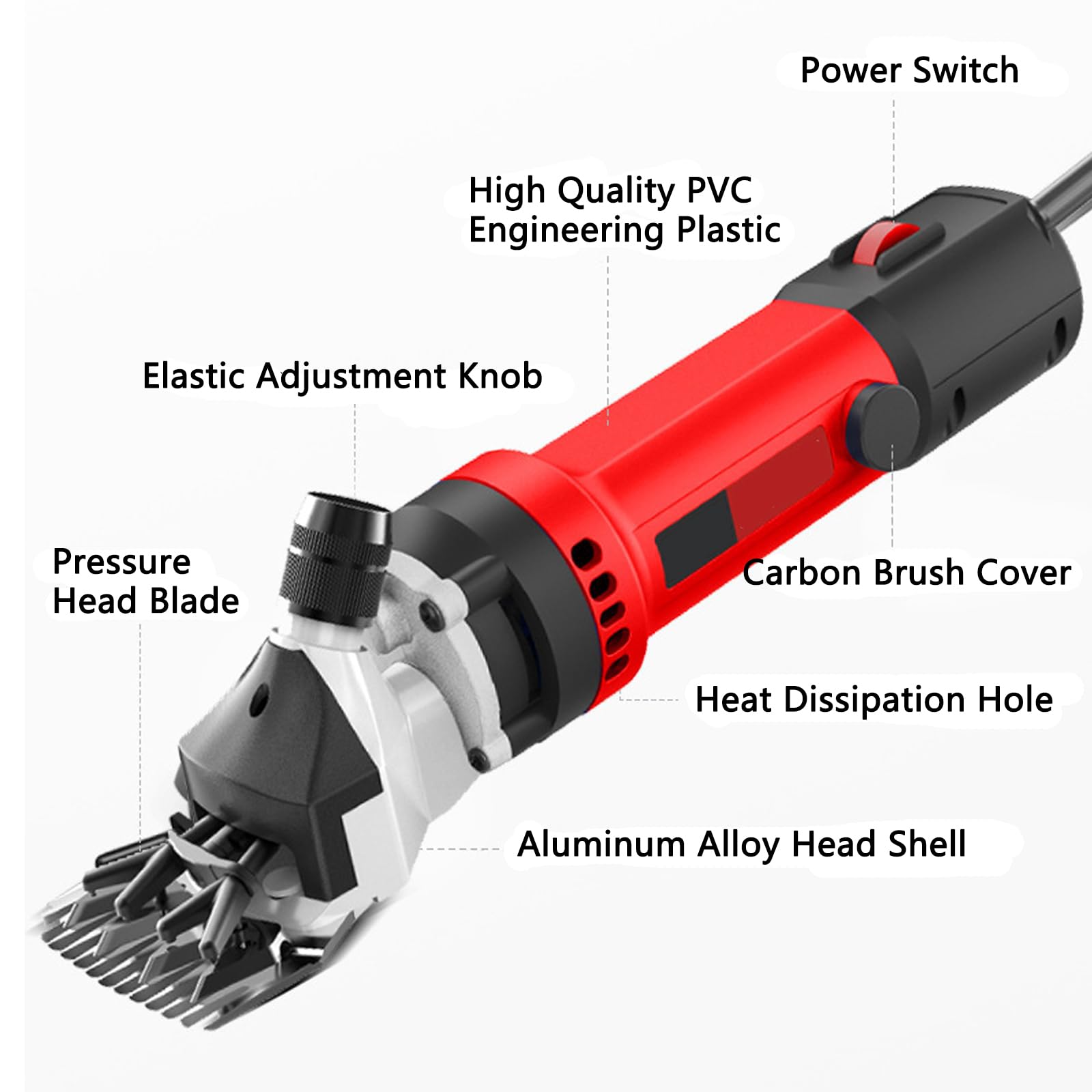 2800W cortanzas eléctricas de la oveja, 6 velocidades de servicio pesado eléctrico, profesional potente afeitadora de acero de aleación eléctrica para los agricultores / propietarios de ganado, cizall
