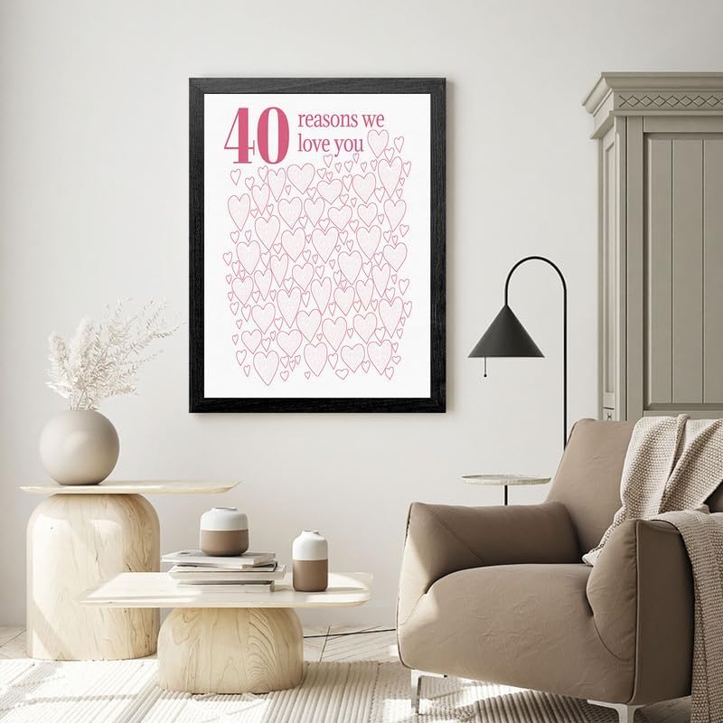 Miniatura 3 de Póster de 40 razones por las que te amamos, lienzo para regalo de cumpleaños 40, gran decoración de 40 aniversario o 40 cumpleaños, regalos de
