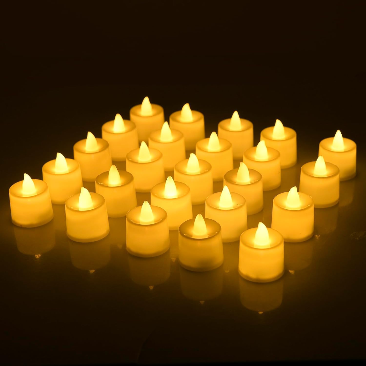 NIRBHI LED Tealight Candles, Battery Operated Flameless & Smokeless Decorative Lights for Diwali, Pooja, Christmas, Home & Party Decoration, Warm Yellow Glow (Pack of 12)-image-48