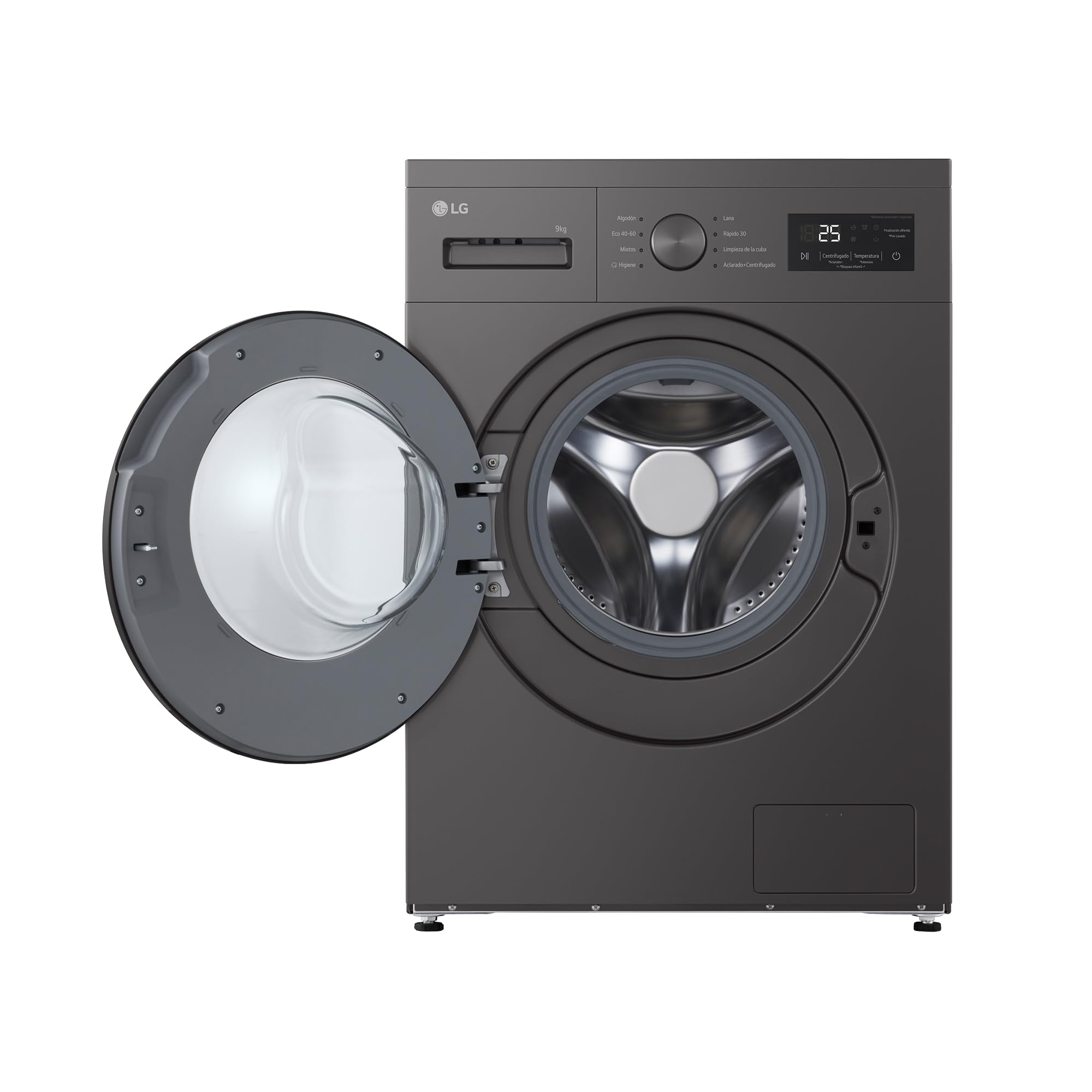 LG F4A1009NDK - Lavadora, 9 kg, 1400 rpm, Carga Frontal, 8 Programas, Programa Rápido y Programa Lavado a Mano, Fondo Especial Reducido, Display LED, Serie 100, Color Grafito