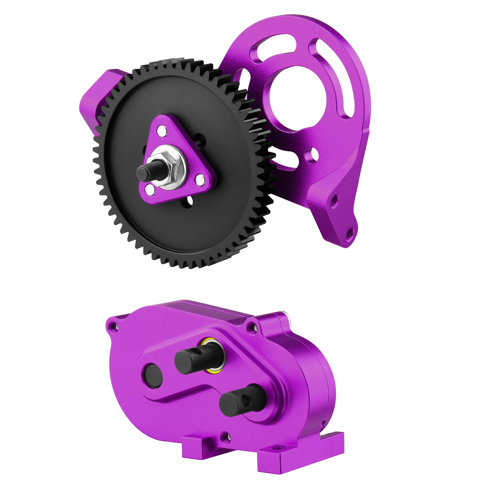 RCXXX LCG Prefixal Transmission Gearbox 30% Overdrive Gearbox for 1/10 RC Crawler SCX10 I II 90046 Capra TRX4 Upgrade Parts (Purple)