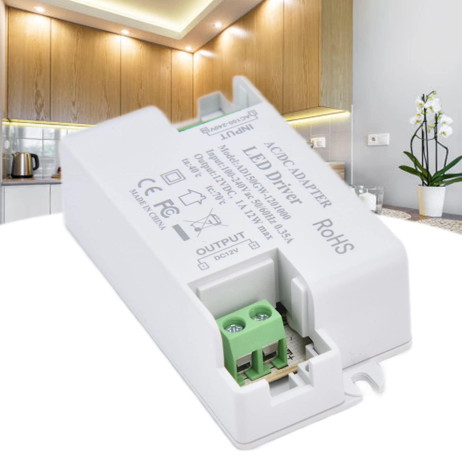 Transformator sterownika LED do oświetlenia wewnętrznego LED format, zamknięte bezpieczeństwo AC100240V/0,35A DC12V/1A 12W G4 MR11 MR16 ABS Materiał 5 lat żywotności, #311