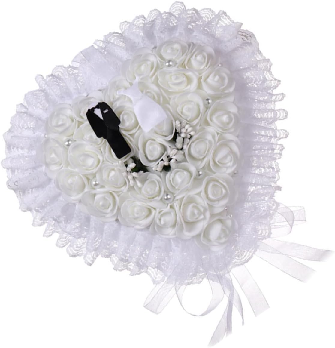 Alipis Wedding Ring Pillow Lace Ring Bearer Pillow for Western Wedding Elegant Floral Ring Container