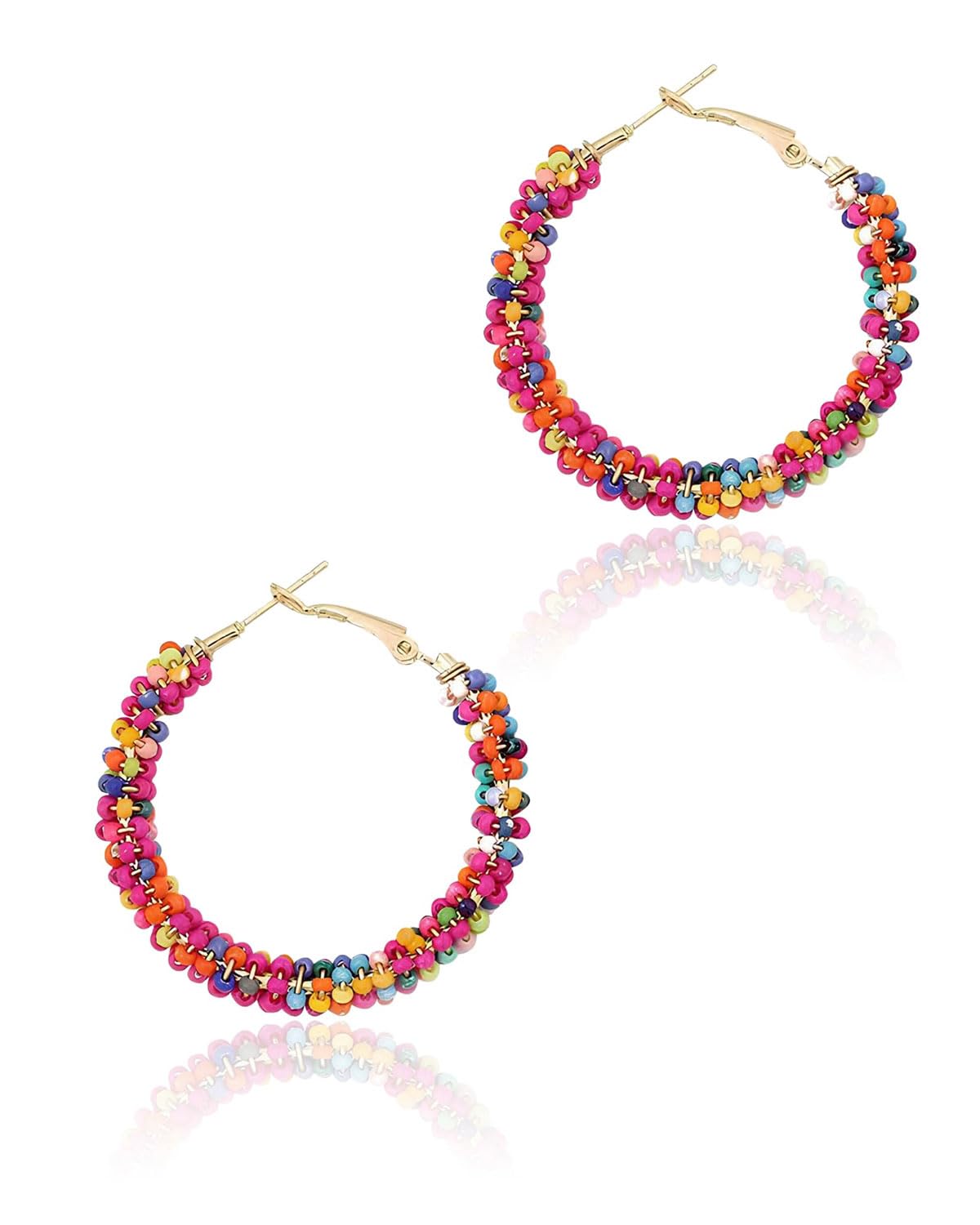 Orecchini Pendenti Donna In Resina Colorata Con Perline - Stile Bohémien Chic E Irregolare, Regalo Ideale - 2