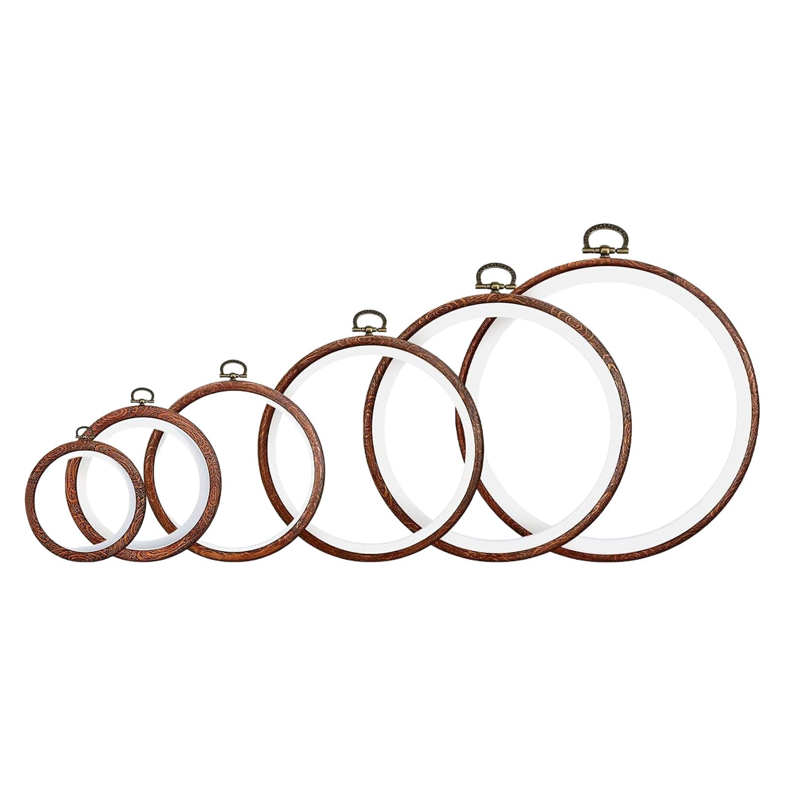 6Pcs Adjustable Embroidery Craft Hoops for Sewing Stitching Needlework Fabric Crafting Project Rubber Stitching Frames Craft Hoops