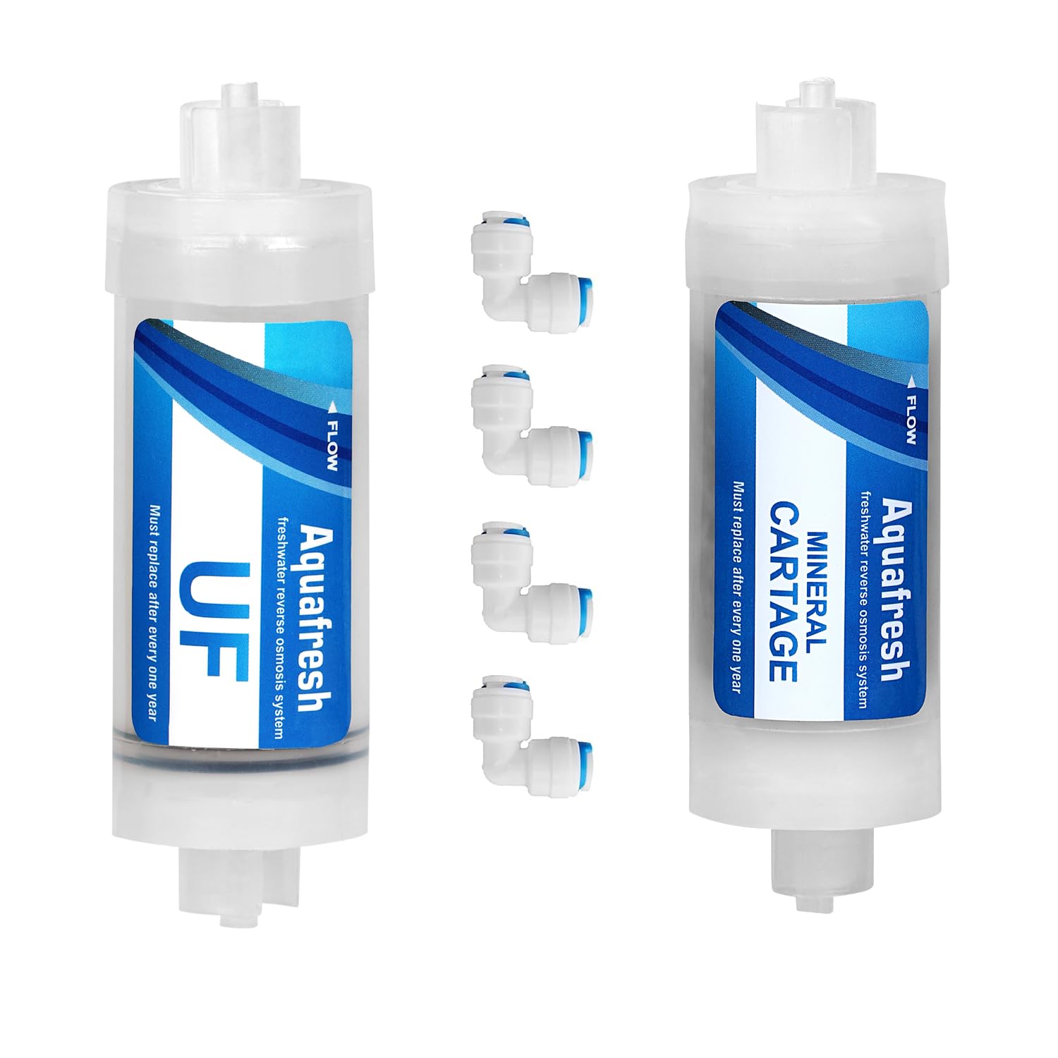 Aqua Fresh 4 Inch UF Cartridge and Mineral Cartridge RO with 4 D-Push Elbow Connector (UF +Mineral Cartridge)-image-8