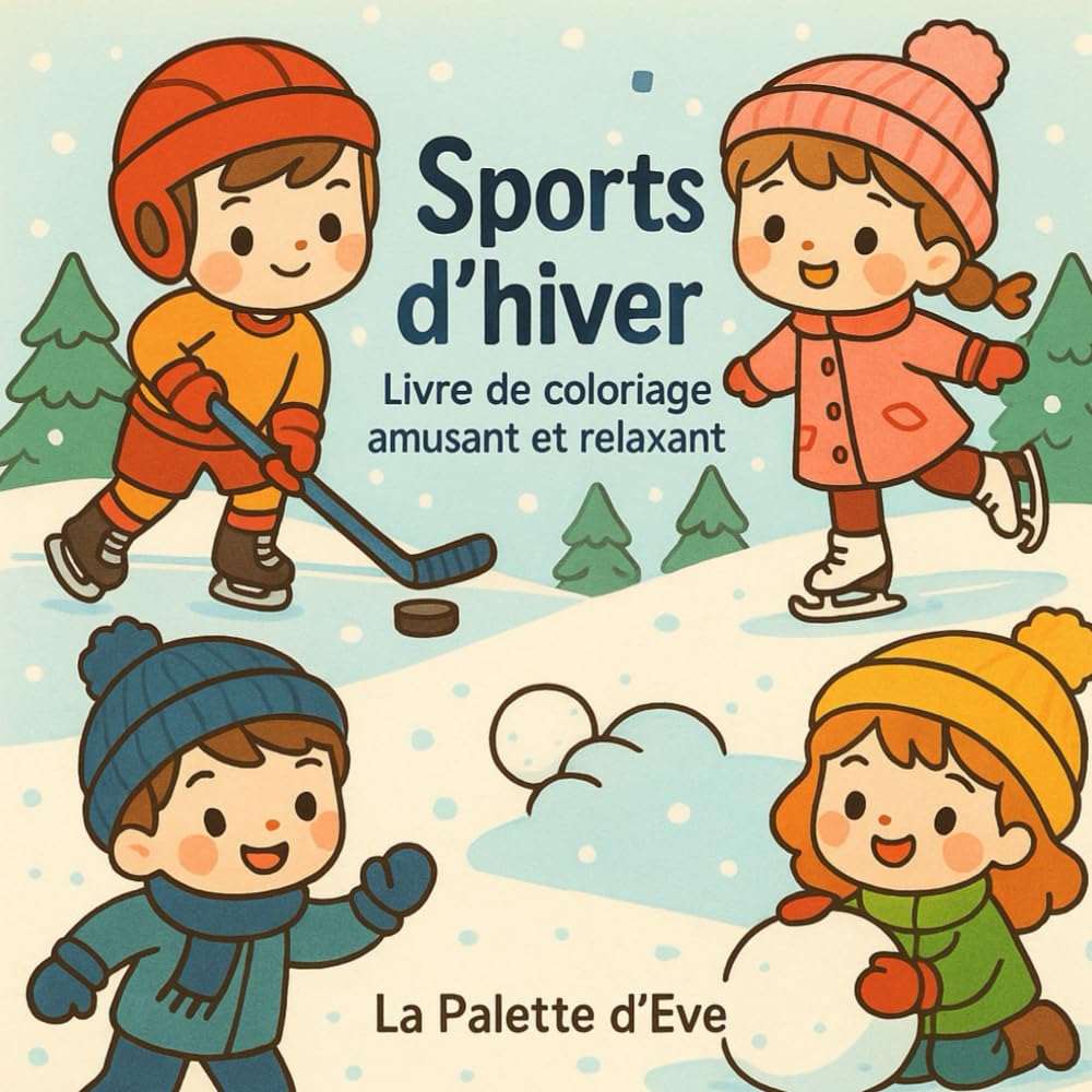 Sports d’hiver Kawaii – Livre de coloriage amusant et relaxant pour petits et grands: Des scènes hivernales mignonnes et réconfortantes à colorier – ... batailles de neige et moments cocooning