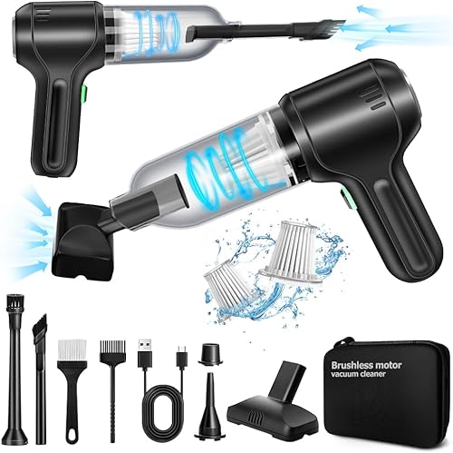 ekbas Aspiradora de coche de alta potencia 18000PA soplador 3 en 1 sin escobillas, aspiradora de mano inalámbrica, 120 W, ligera, inalámbrica, mini