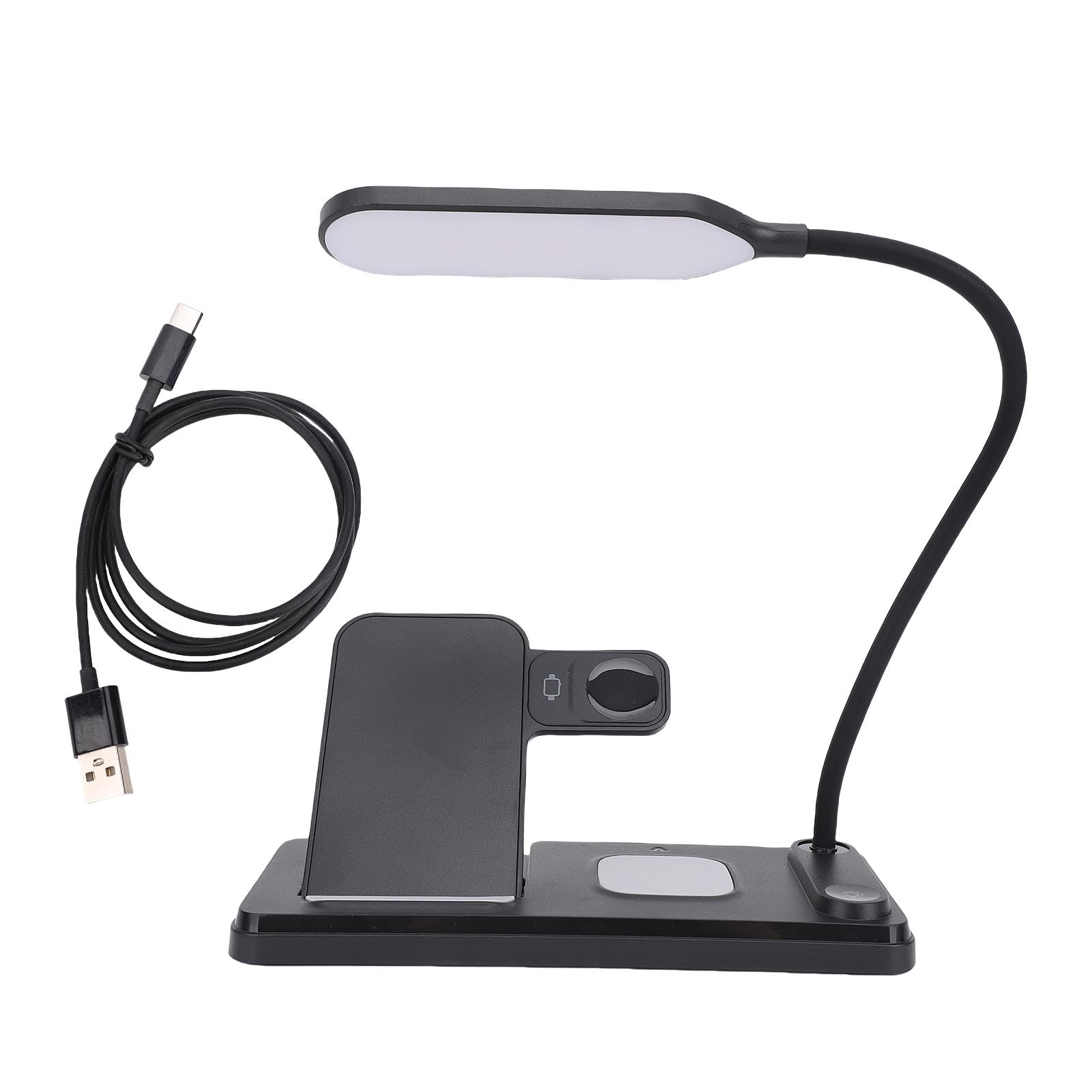 Asixxsix Stazione Di Ricarica Wireless 3 In 1, Caricatore Rapido Da 15W Con Lampada Da Lettura Per Smartphone Auricolari E Smartwatch
