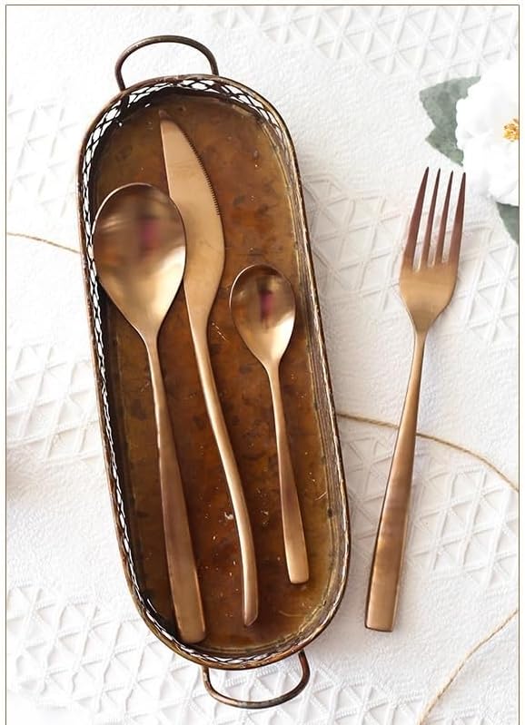 Silverware Flatware Cutlery Set, 4/16/24/32/40/48 Pieces Silver 304 Knife, Fork and Spoon Set Table Knife, Fork and Spoon Stainless Steel Tableware.Gold-48 Pieces for 12 -Rose Gold-48 Pieces for 12