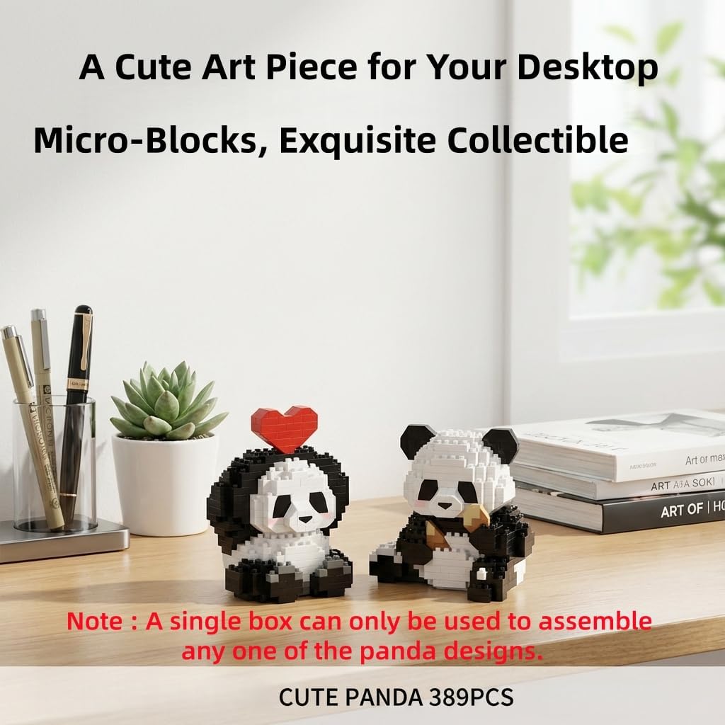 QMEAKMONY Mini Building Blocks Panda Sets Cute Micro Mini Panda Building Bricks for Adults Micro Nano Bricks Perfect Party Favors for Teenagers. (389 PCS)