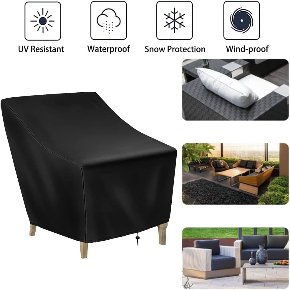 2pcs Patio Chair Cover Outdoor Skyour Waterproof Single Lounge Deep Chair Sofa Furniture Protector Covers for Backyard Veranda Lawn Garden (2)