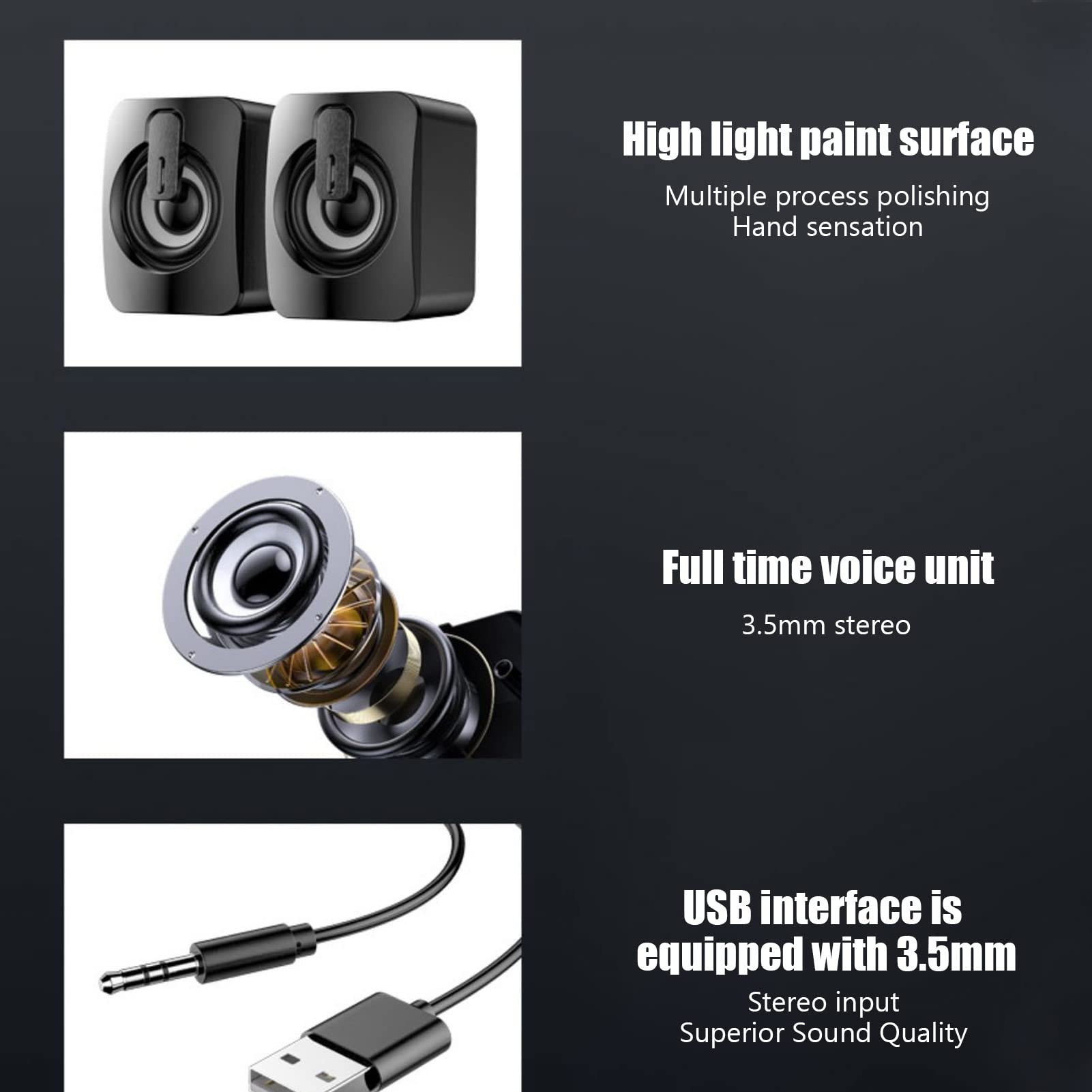 Przewodowy głośnik komputerowy, mini głośnik komputerowy Plug and Play Mniej zniekształceń do PC
